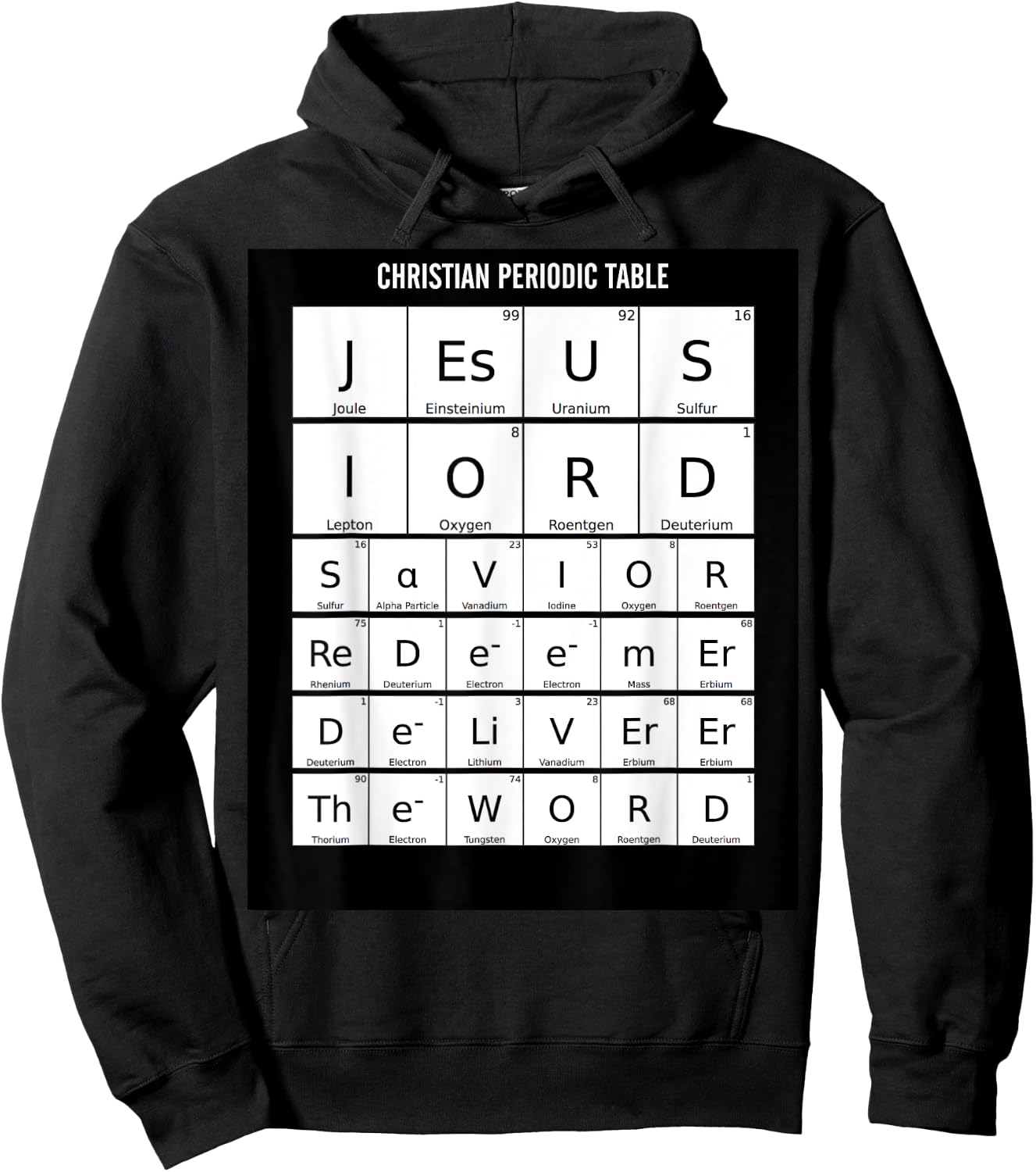 Periodic Table Christian Jesus Elements Science Nerd Hoodie - Hoodie | Black