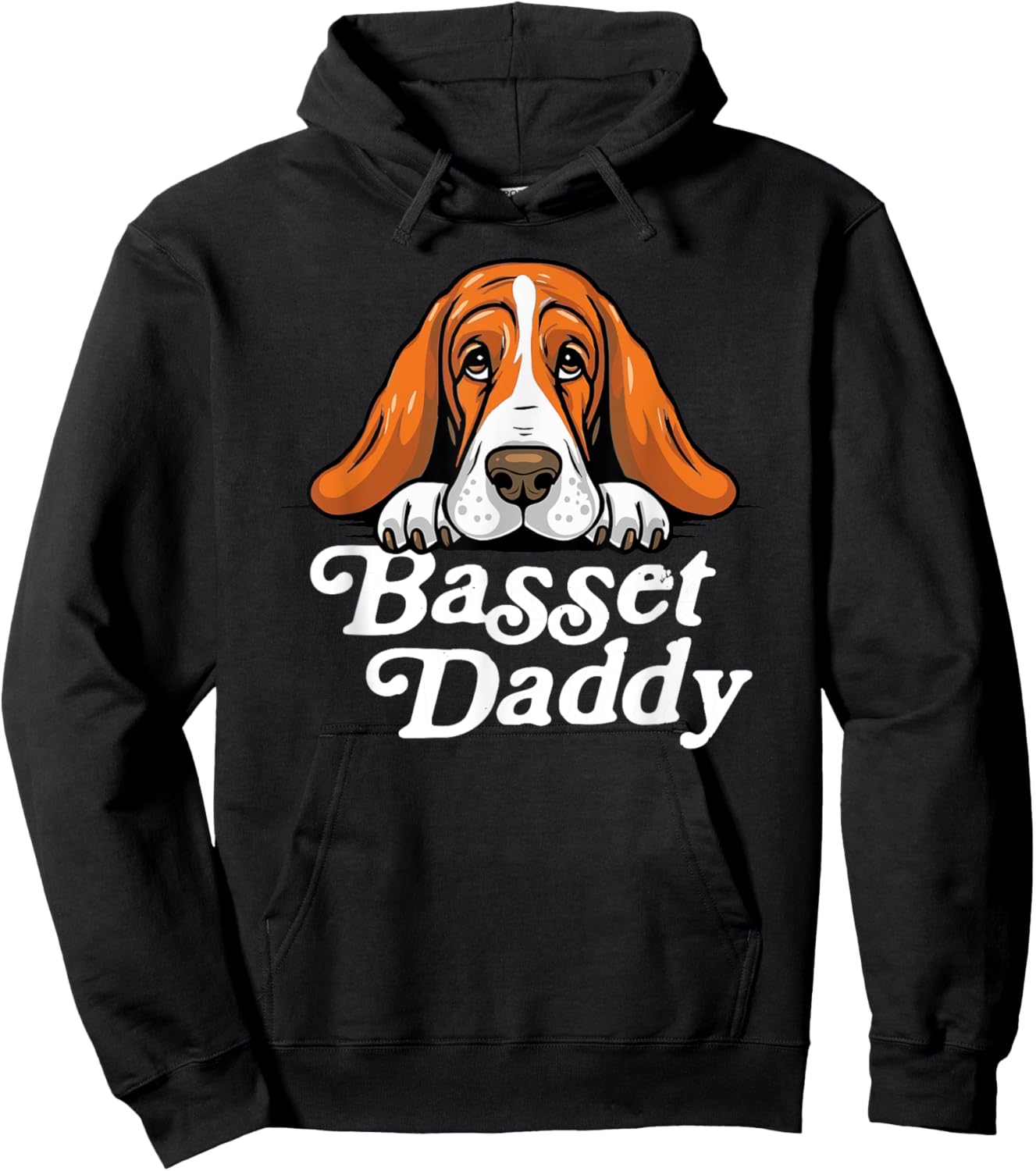 Basset Daddy Basset Hound Dad Puppy Cute Retro Dog Dad 80s Hoodie - Hoodie | Black