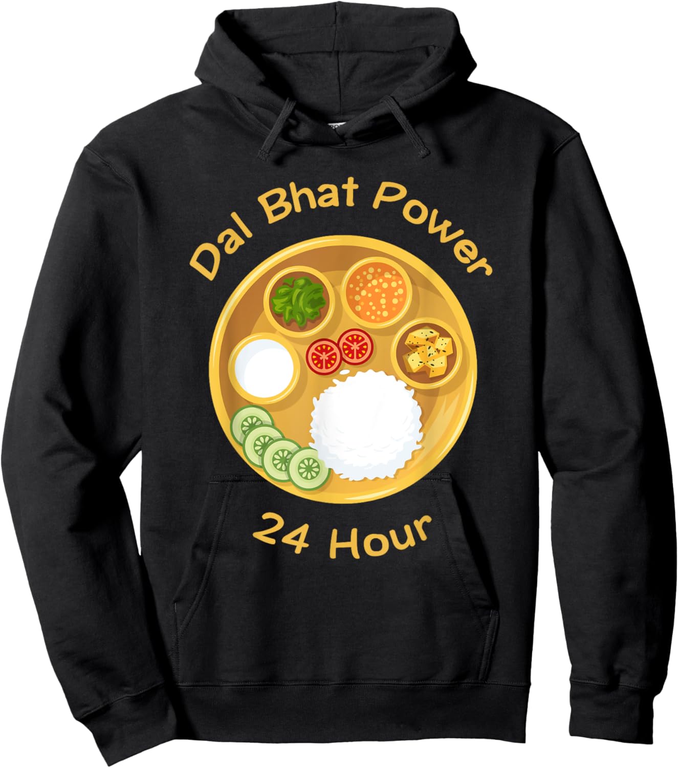 Funny Nepali Saying Dal Bhat Power 24 Hour Hoodie - Hoodie | Black