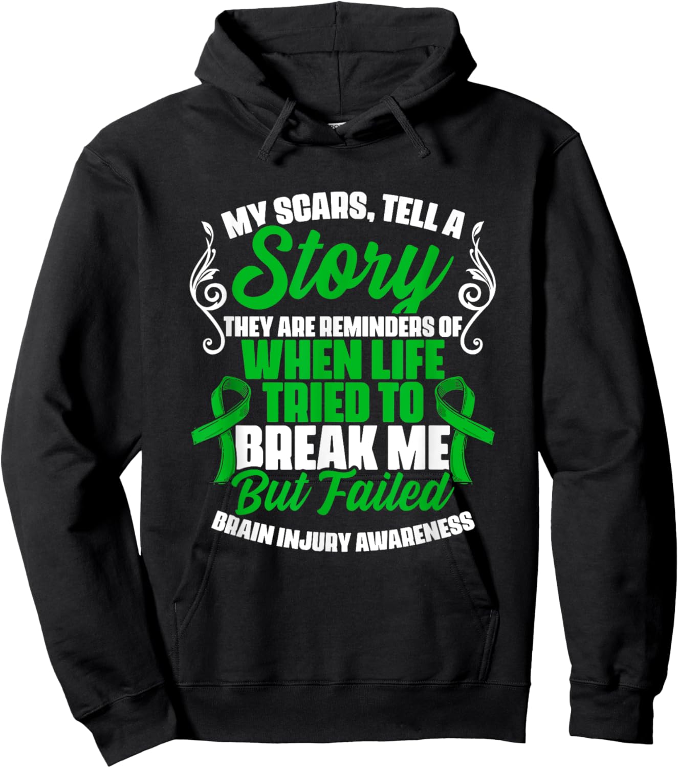 Scars Tell Story Traumatic Brain Injury Support TBI Survivor Hoodie - Hoodie | Black