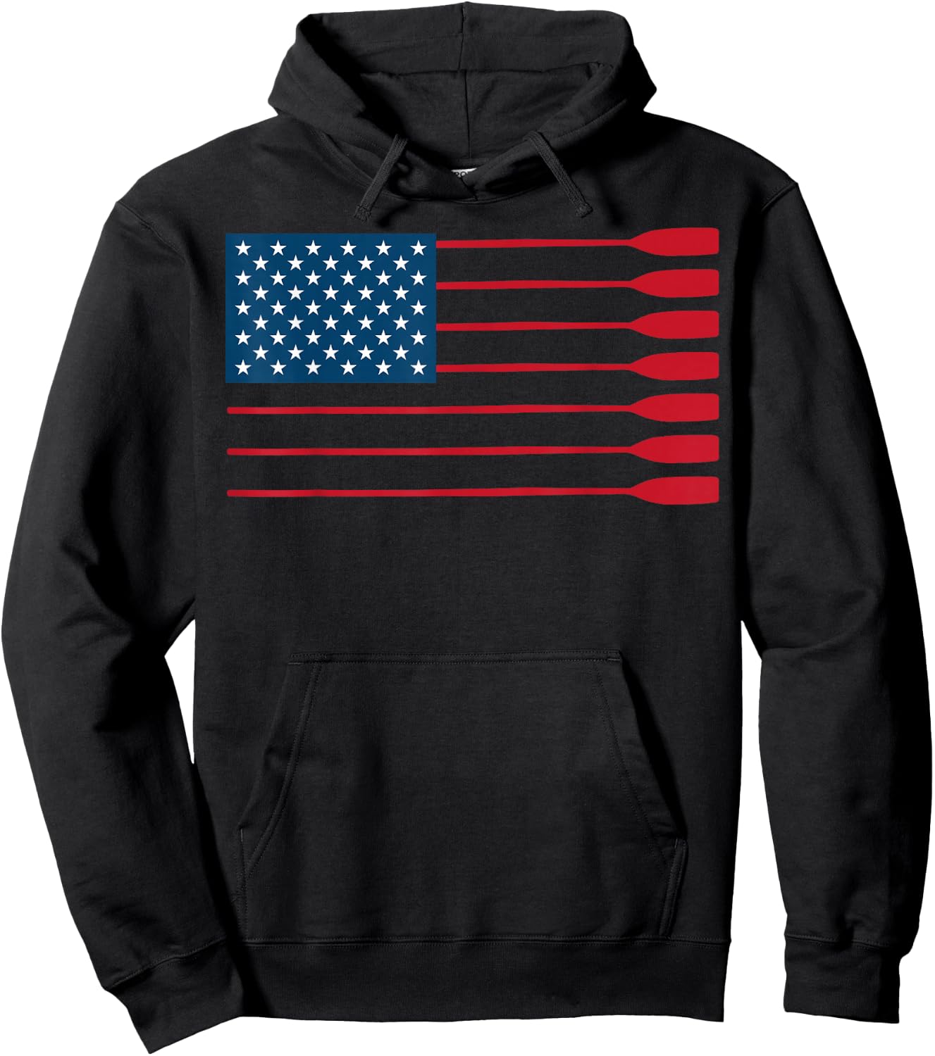Cool American Flag Rowing Oar Funny Paddle Lover Rowers Hoodie - Hoodie | Black