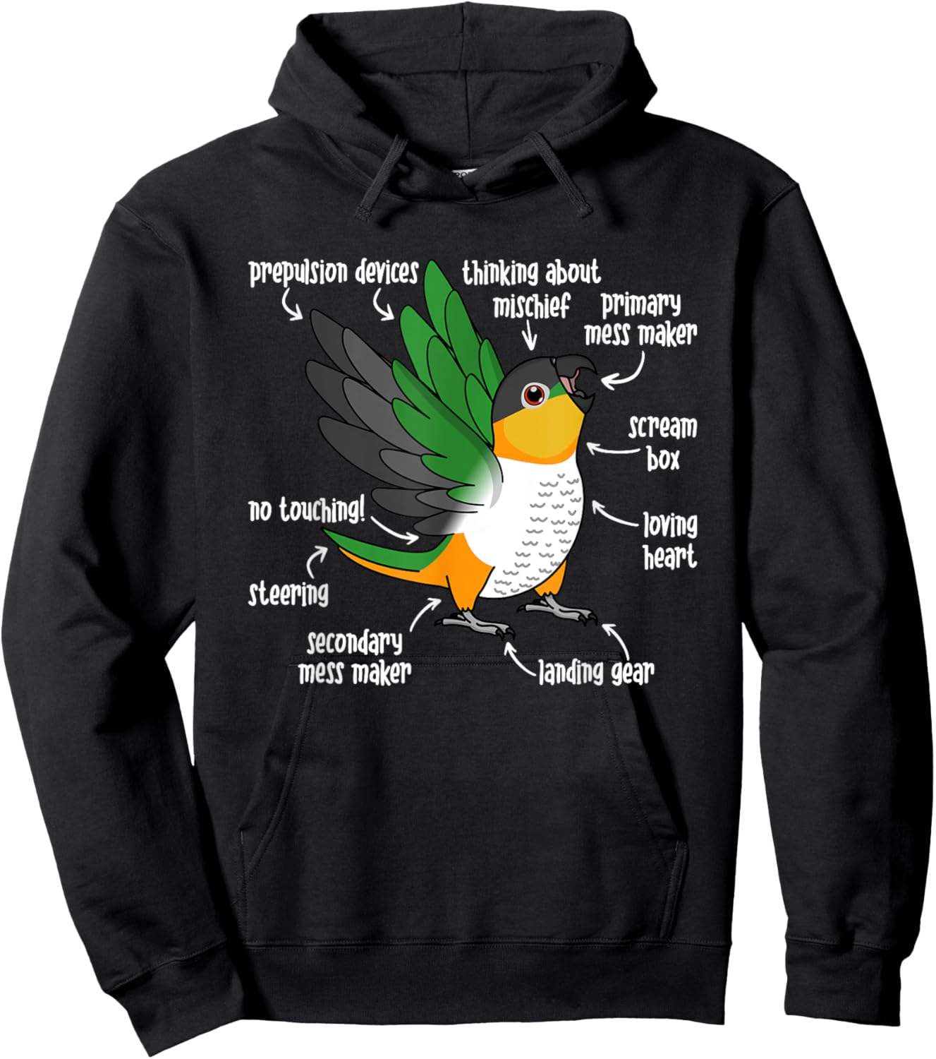Parrot Anatomy I Black-headed Caique Hoodie - Hoodie | Black