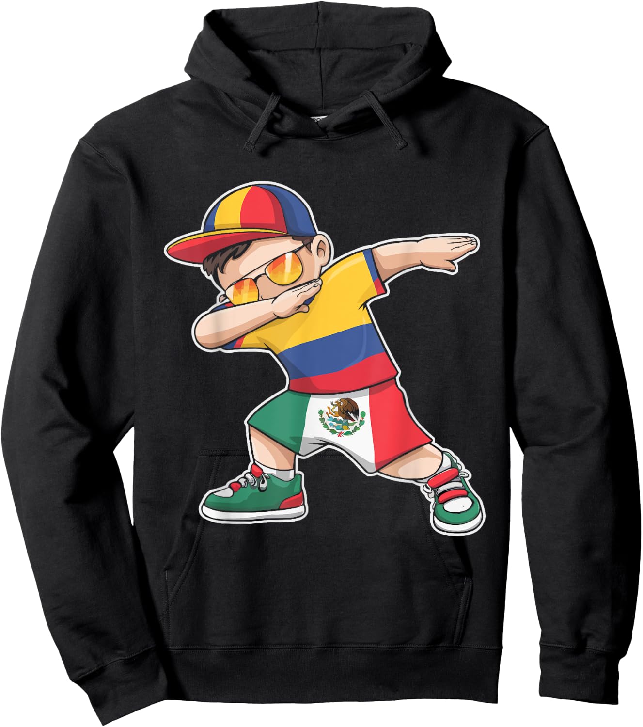 Half Columbian Half Mexican Mexico Flag Columbia Hoodie - Hoodie | Black