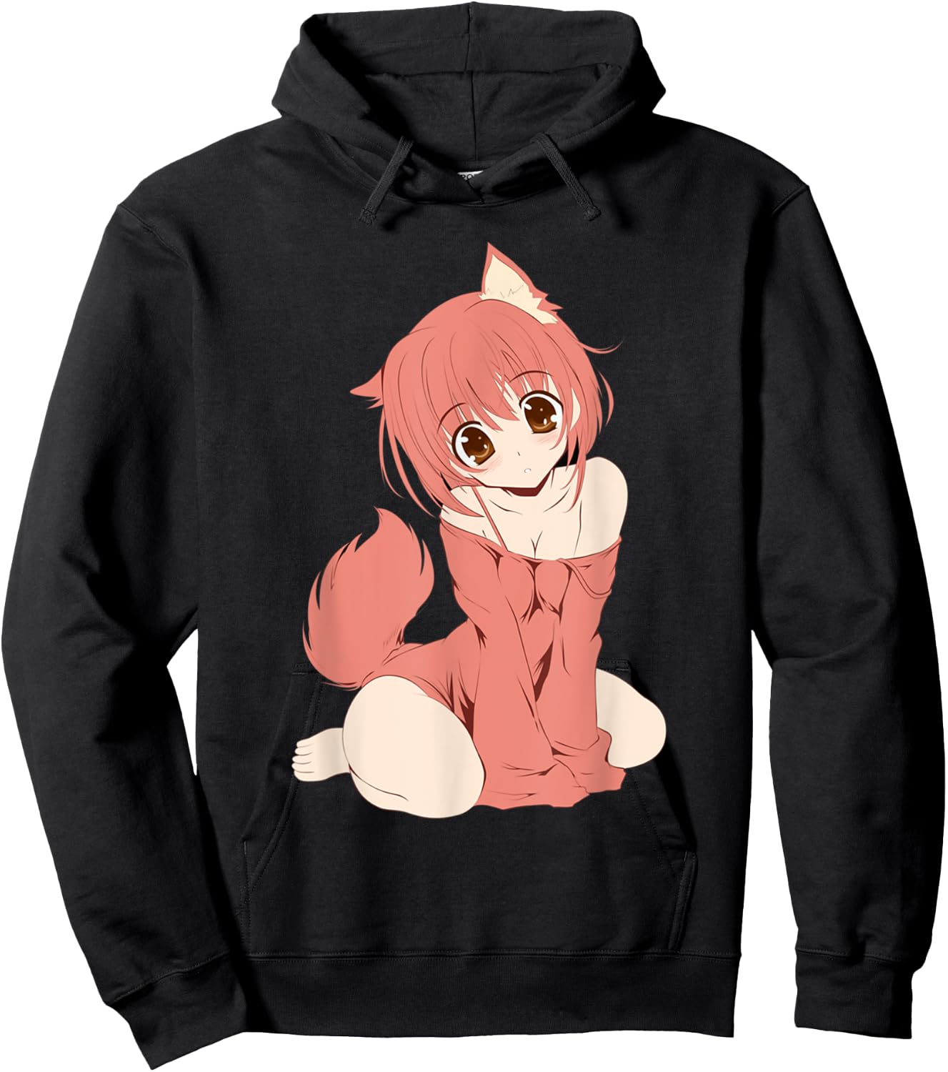 Japanese Anime Persian Cat Girl Cute Manga Otaku Catgirl Hoodie - Hoodie | Black