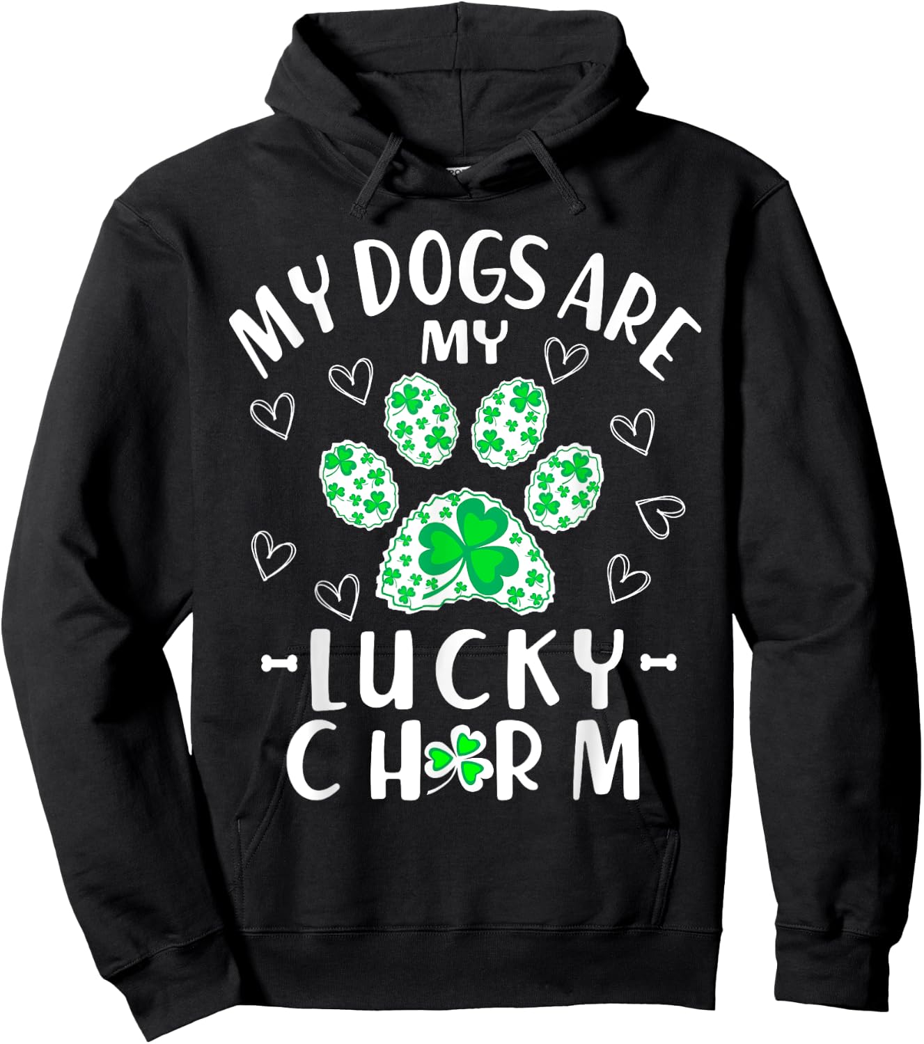 My Dogs are My Lucky Charm Shamrock Shirt St Patricks Day Hoodie - Hoodie | Black