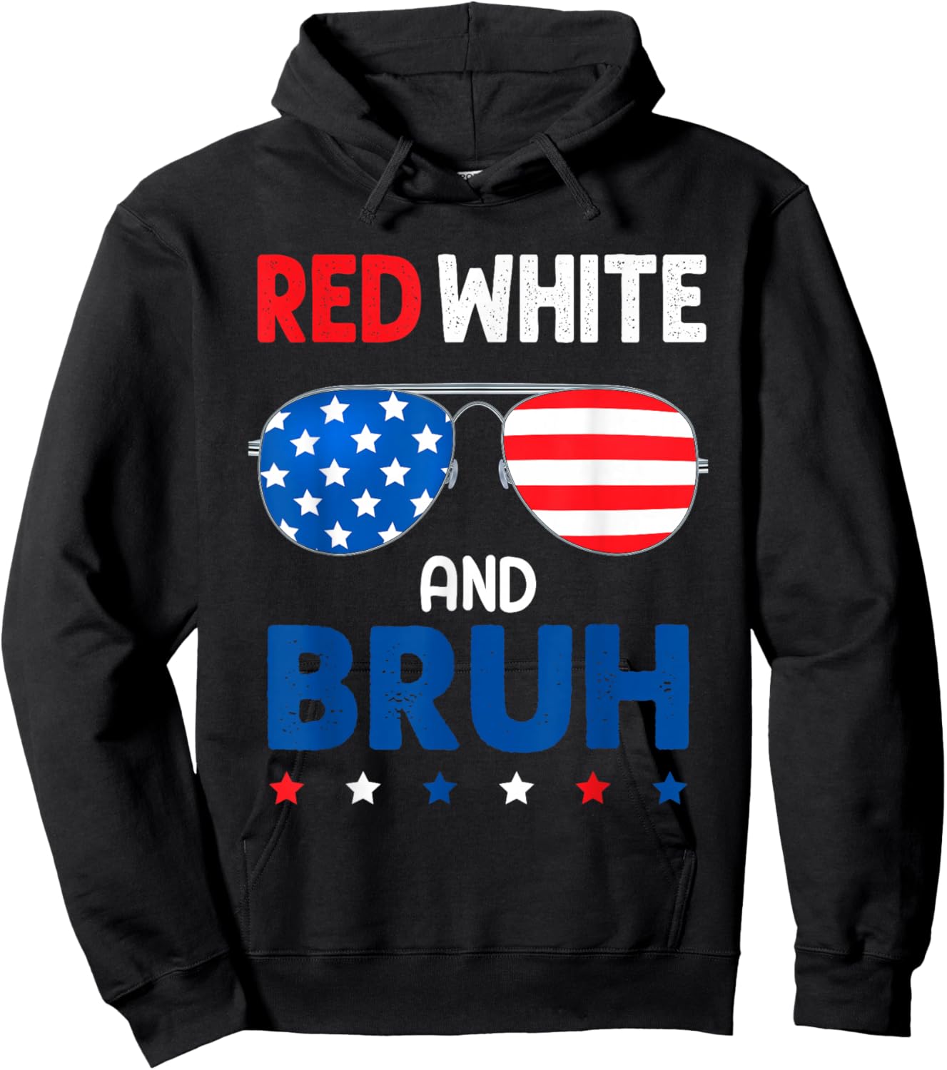 Red And White Bruh Patriotic 4th Of July Boys Girls Kids Hoodie - Hoodie | Black