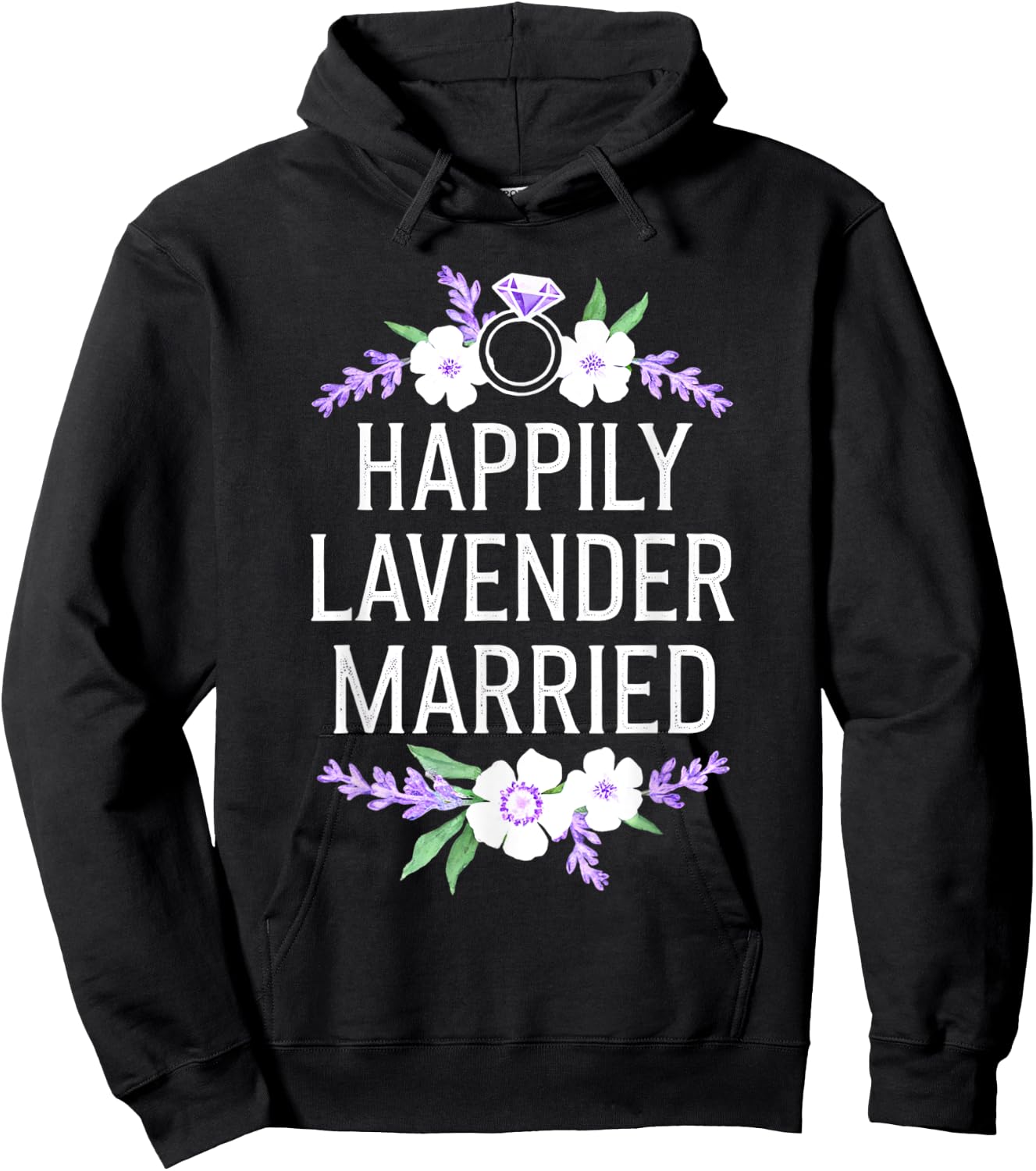 Happily Lavender Married Marriage Gay Heterosexual Friends Hoodie - Hoodie | Black