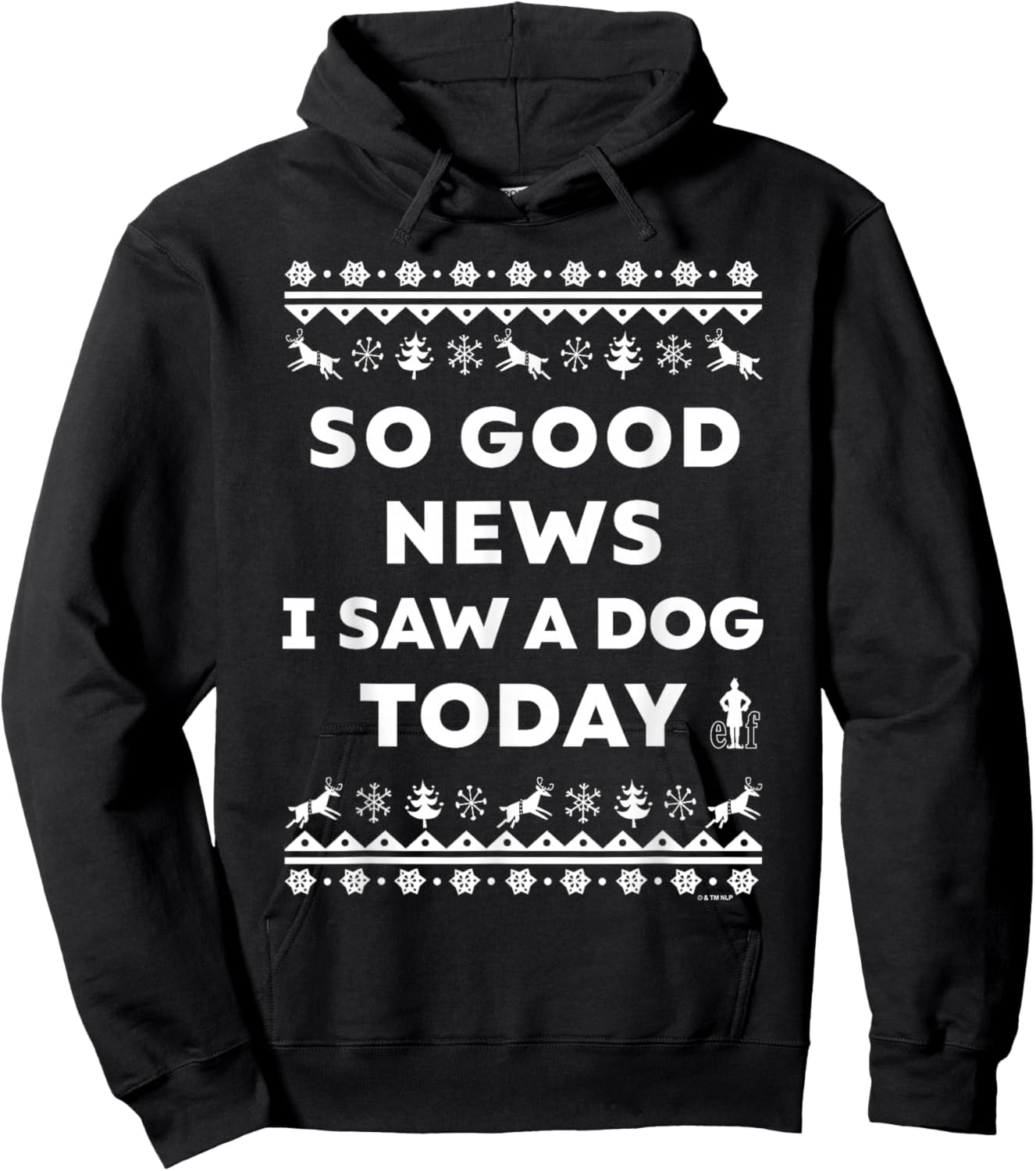 Elf Good news Faux Sweater Hoodie - Hoodie | Black