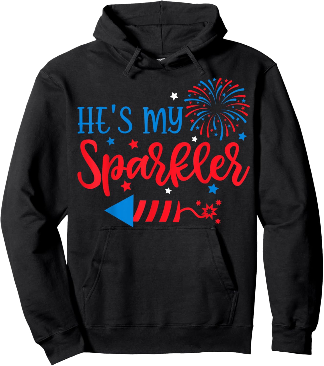 he's My Sparkler 4th Of July His Her Matching Couple Hoodie - Hoodie | Black