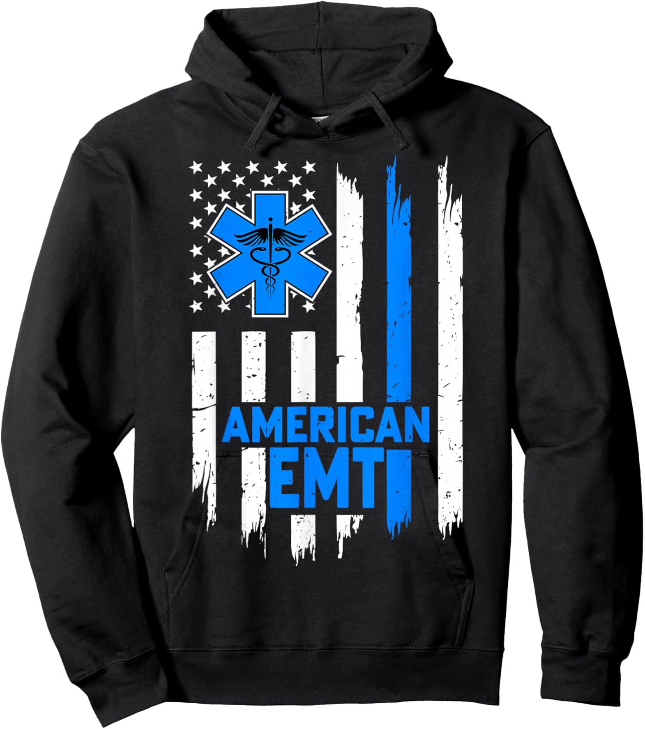 American EMT USA Flag 4th of July Educated Paramedic Gifts Hoodie - Hoodie | Black