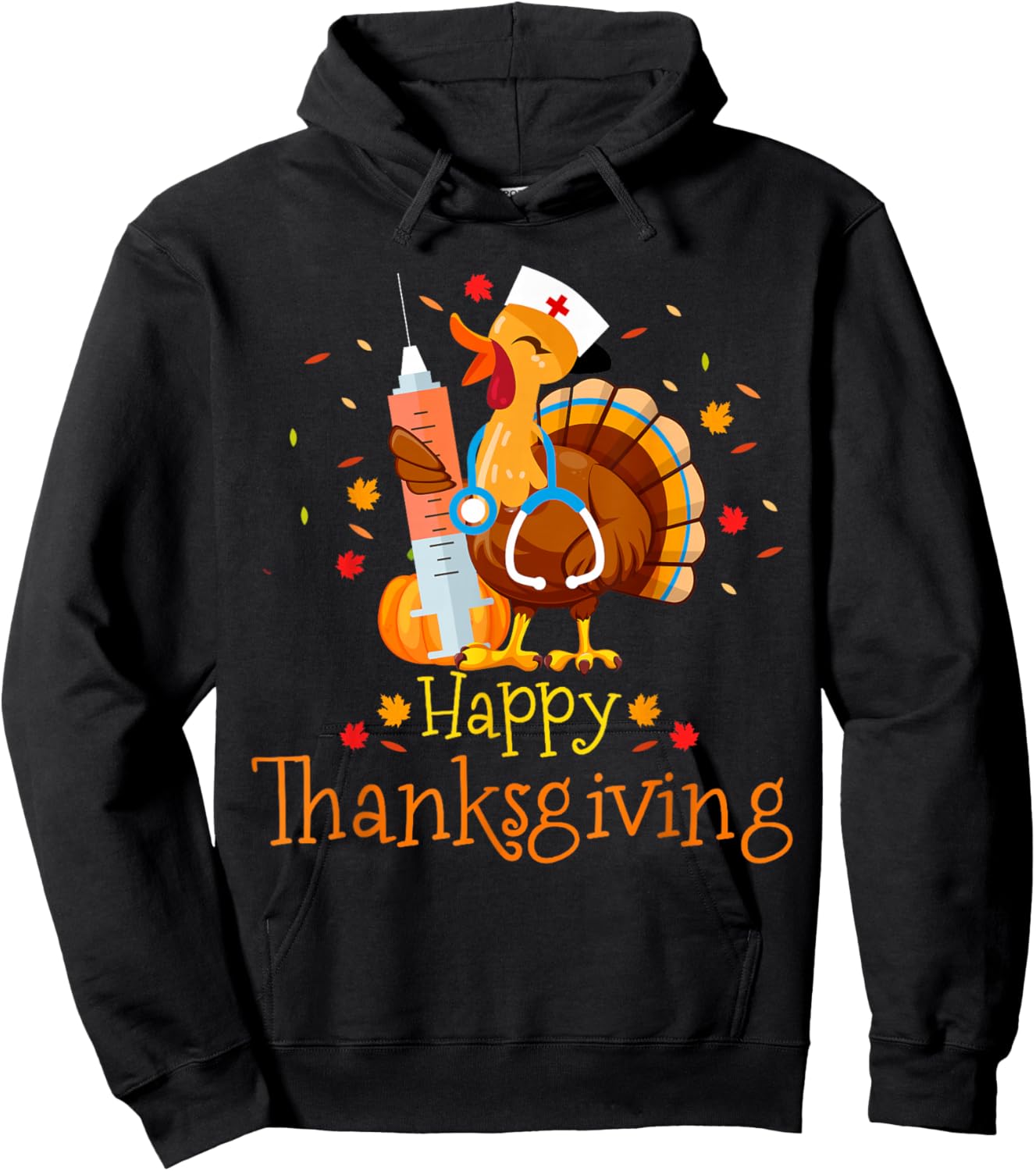 Turkey Nurse Thanksgiving Shirt Women Holiday Nursing Hoodie - Hoodie | Black