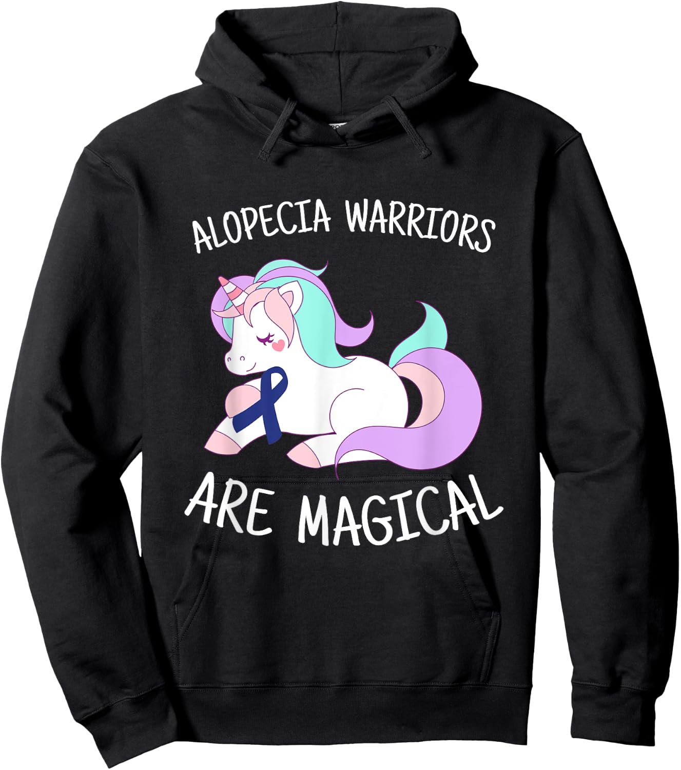 Unicorn Alopecia Warrior Gift, Alopecia Awareness Hoodie - Hoodie | Black