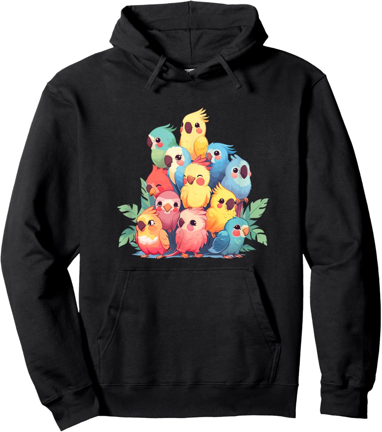 Cute Kawaii Pastel Cockatiel Bird Boys Girls Kids Hoodie - Hoodie | Black