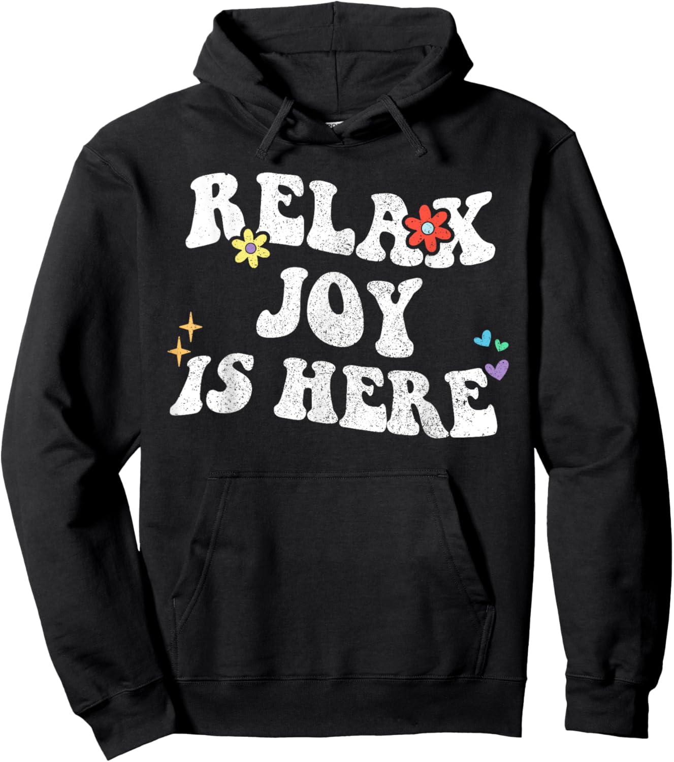 Retro Groovy Relax Joy Is Here Funny Mother's Day Name Hoodie - Hoodie | Black