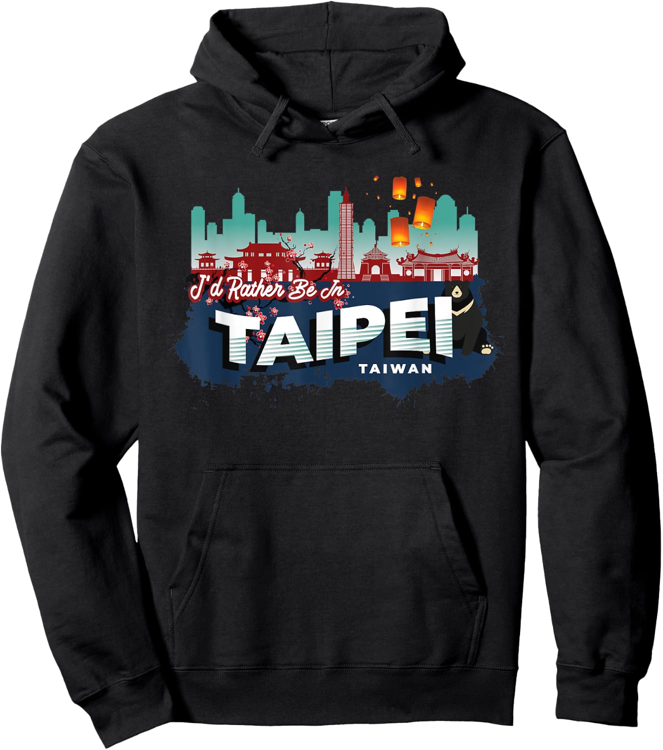 I'd Rather Be in Taipei Taiwan Vintage Souvenir Hoodie - Hoodie | Black