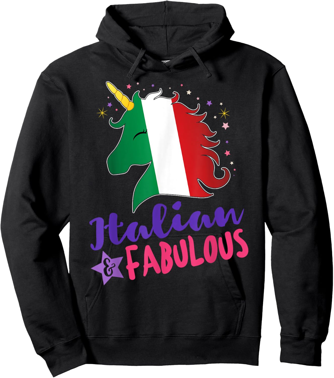 Italian Pride Gift Italian Unicorn Hoodie - Hoodie | Black