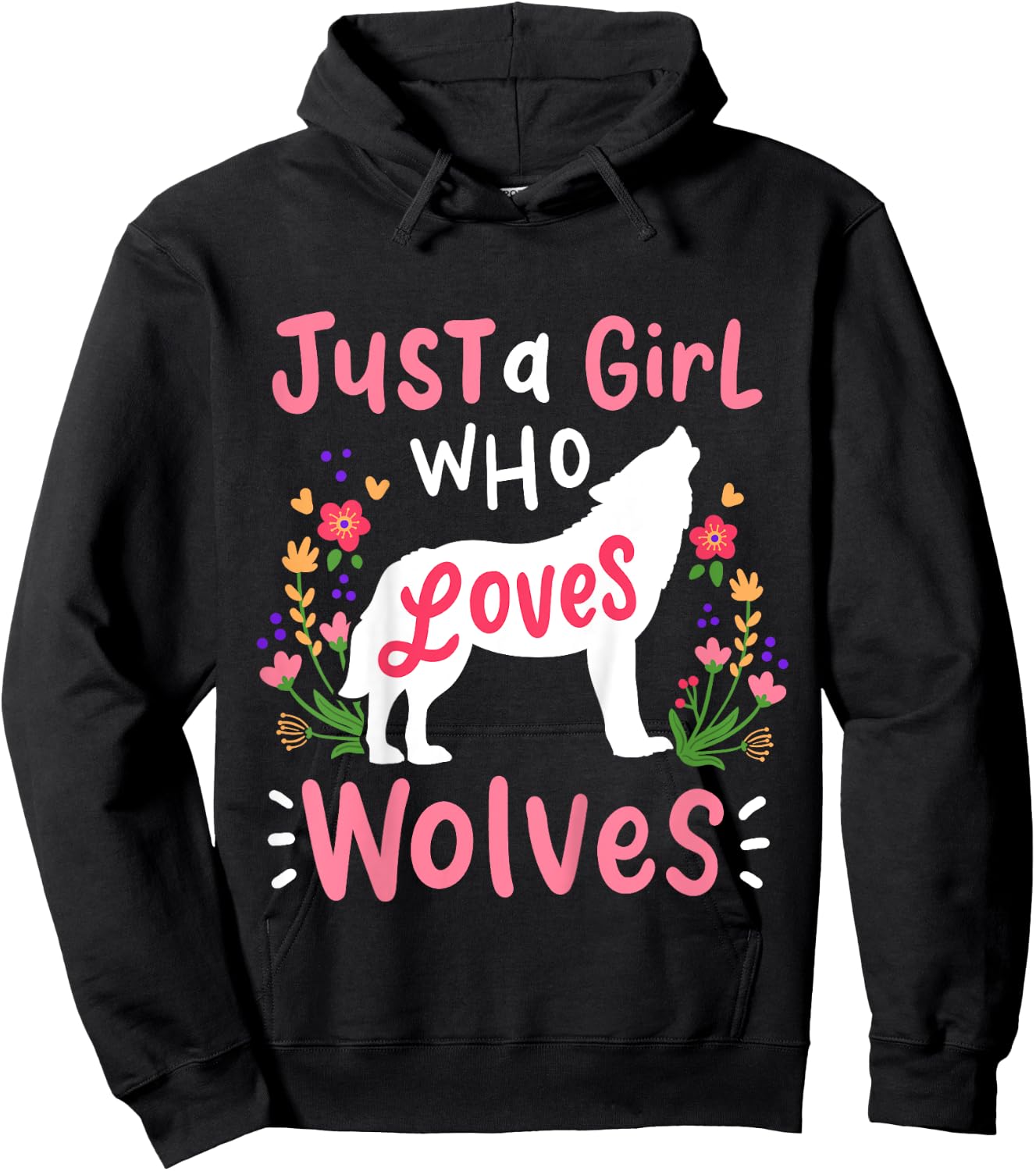 Kids Wolf Just A Girl Who Loves Wolves Hoodie - Hoodie | Black