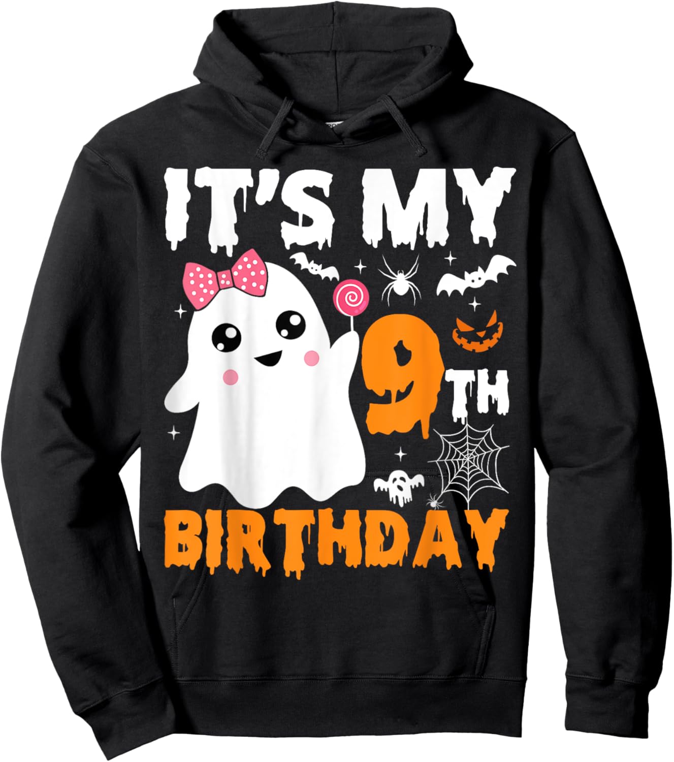 It's My 9th Birthday 9 Years Old Ghost Pumpkin Halloween Hoodie - Hoodie | Black