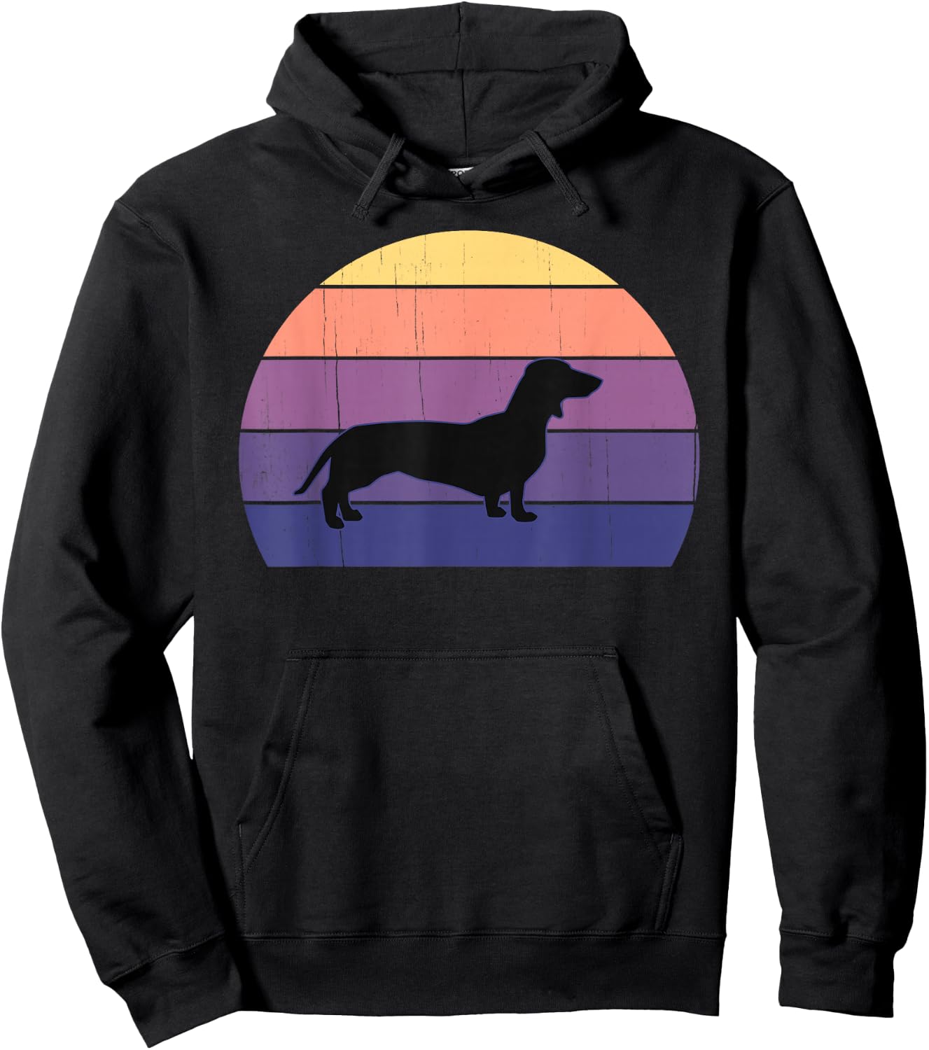 Cool Retro Sunset Dachshunds: Great Dachshund Owner/Lover Hoodie - Hoodie | Black