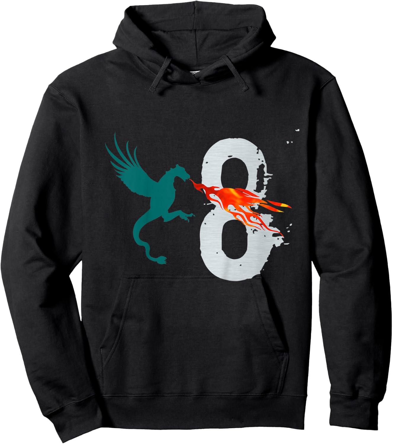 Kids Boys Girls 8 Year Old Birthday Dragon Shirt 8th Birthday Hoodie - Hoodie | Black