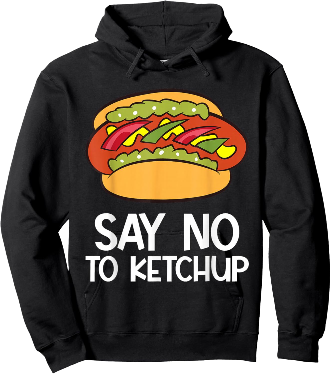 Hot Dog No Ketchup - Say No To Ketchup Funny Hotdog Hoodie - Hoodie | Black