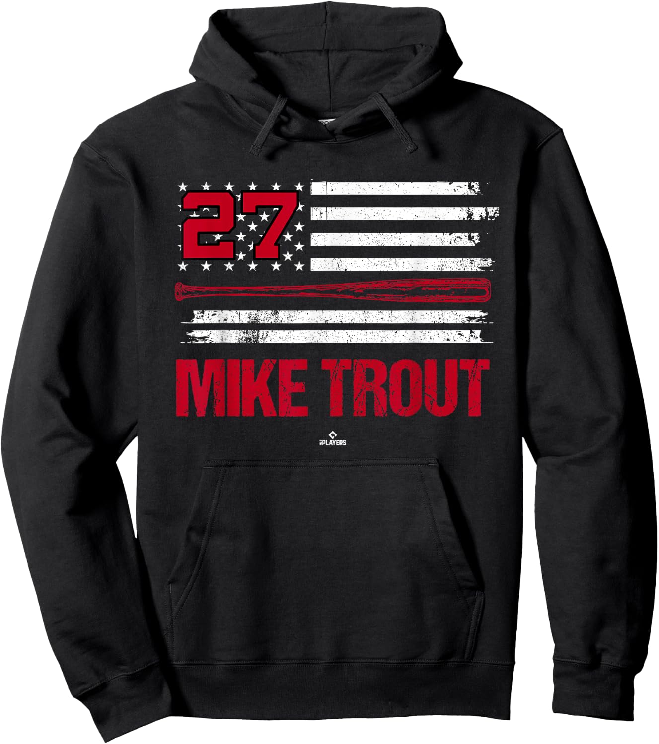 USA Flag Bat Mike Trout Los Angeles Baseball MLBPA Hoodie - Hoodie | Black