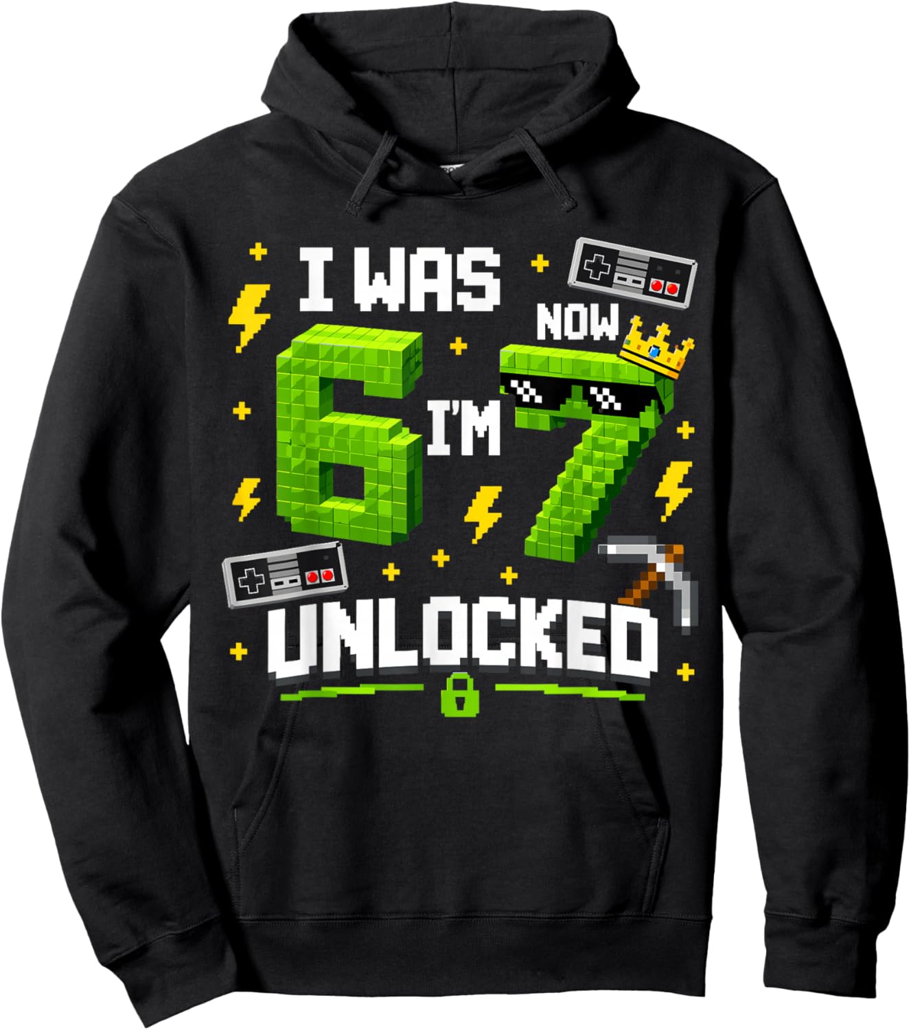 7th Birthday I was 6 Now I'm 7 Unlocked 67 Boys Kids Youth Hoodie - Hoodie | Black