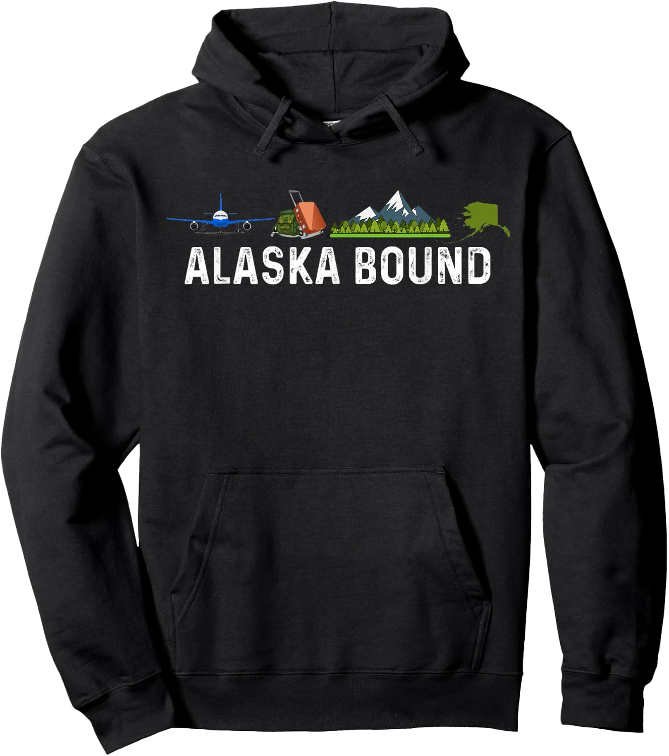 Alaska Bound Airplane Luggage and Mountains Hoodie - Hoodie | Black