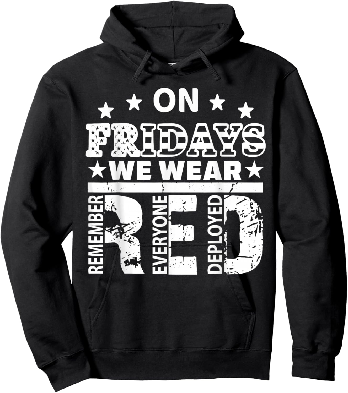 On Friday We Wear Red Military Supportive American Flag Men Hoodie - Hoodie | Black