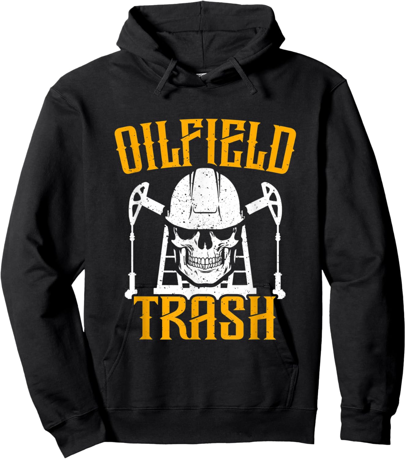 Oilfield Trash Skeleton Skull Roughneck Oilfield Worker Hoodie - Hoodie | Black
