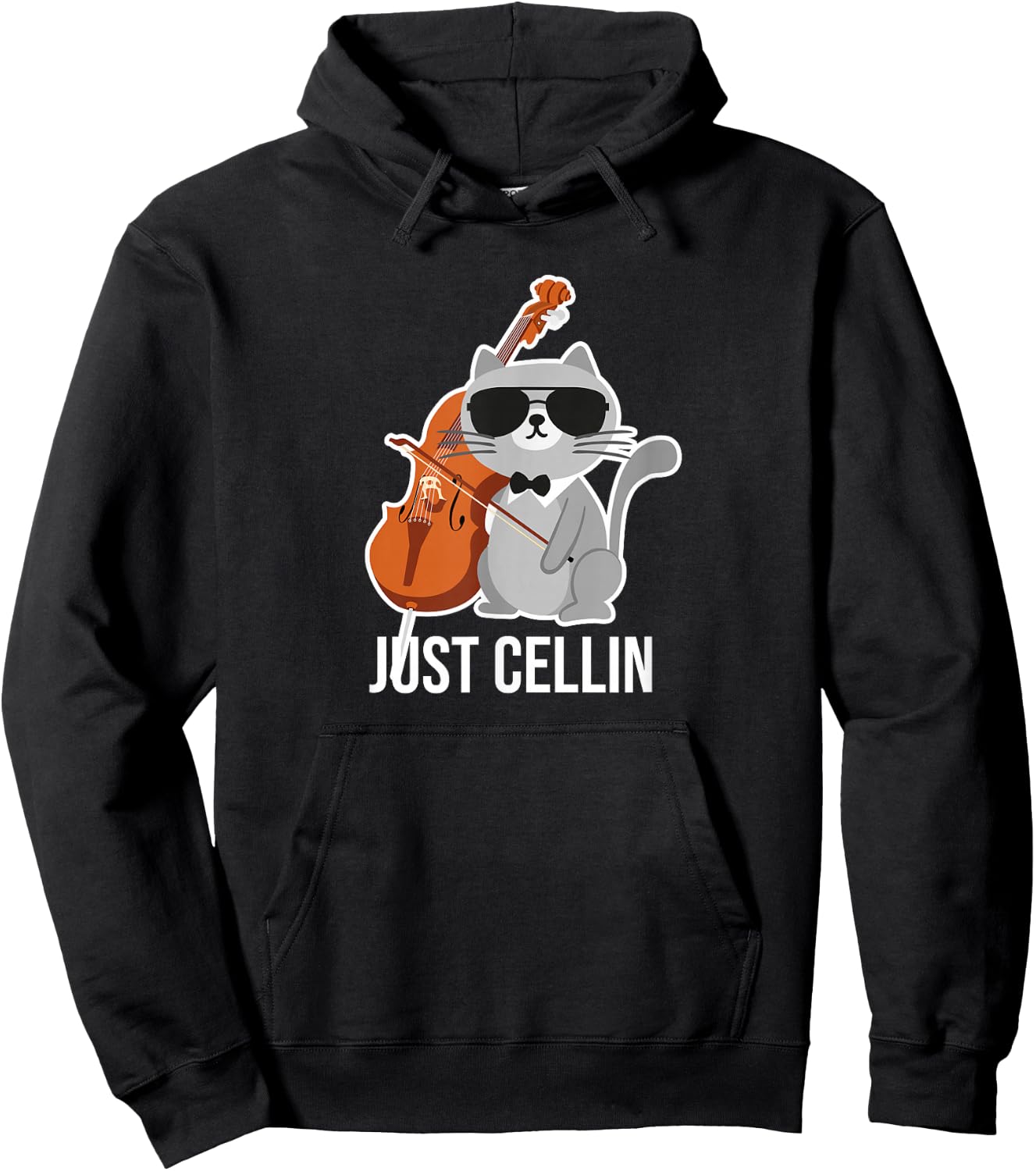 Just Cellin Cat Cello Design for Cellists Men Women Girls Kids Hoodie - Hoodie | Black