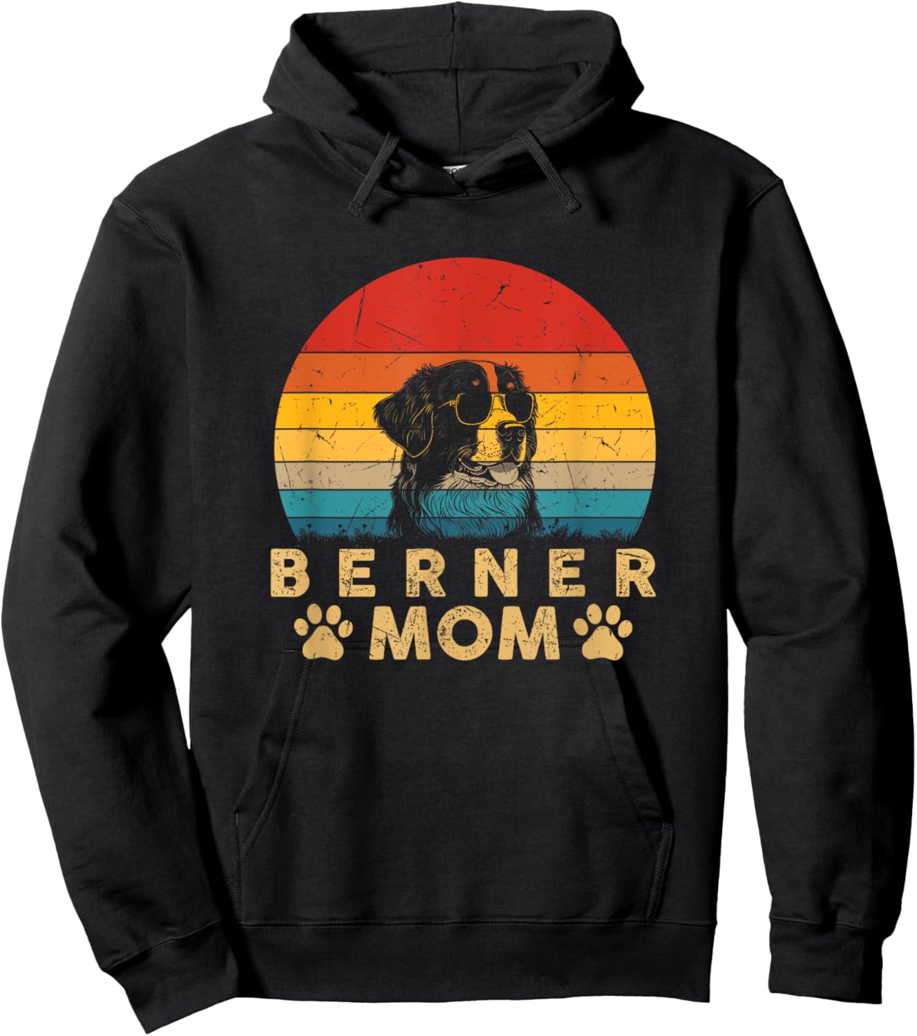 Vintage Berner Mom Dog Lovers Cute Gifts Funny Mothers Day Women Kids Hoodie - Hoodie | Black