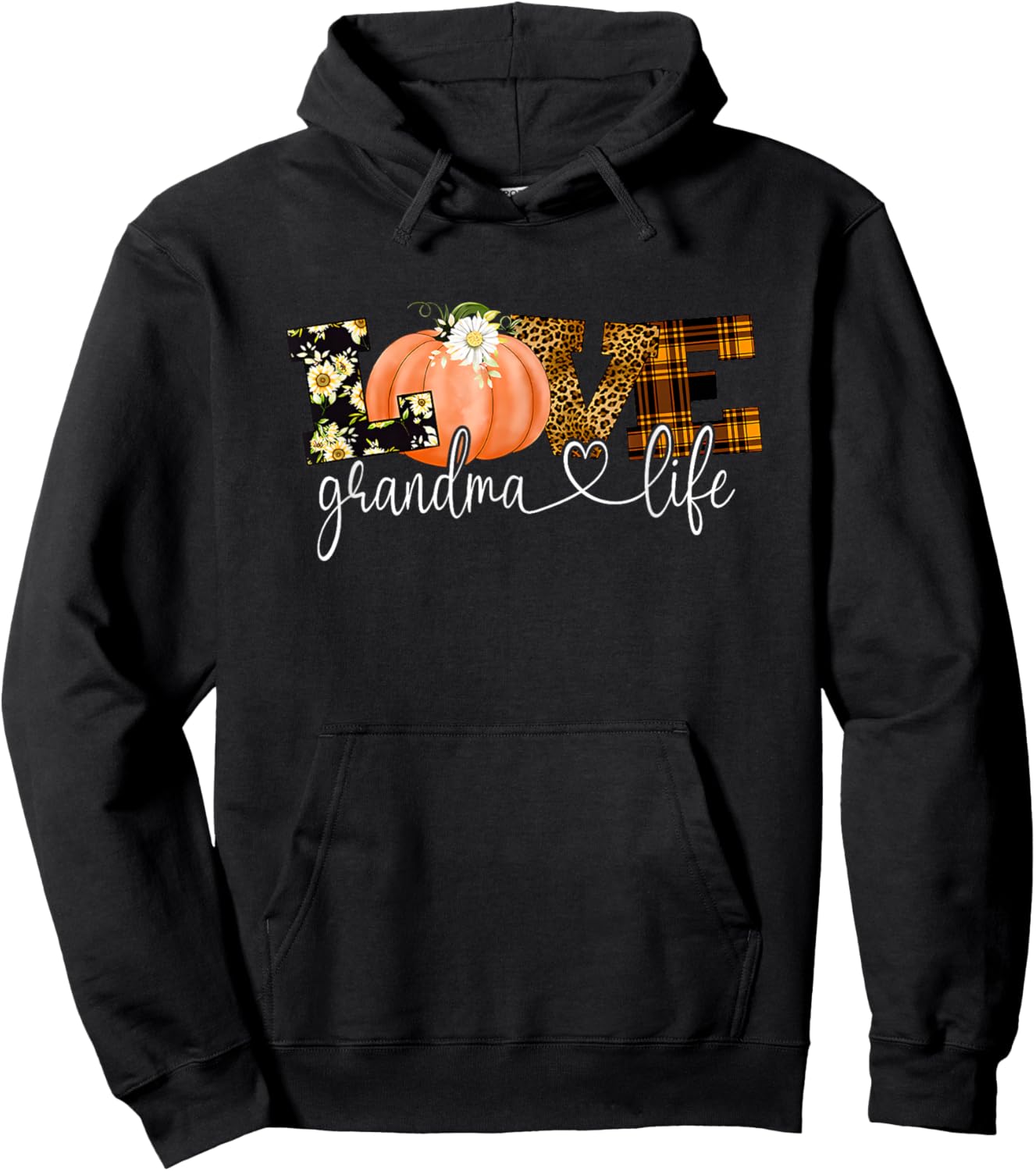 Love Grandma Life Fall Season Pumpkin Hoodie - Hoodie | Black
