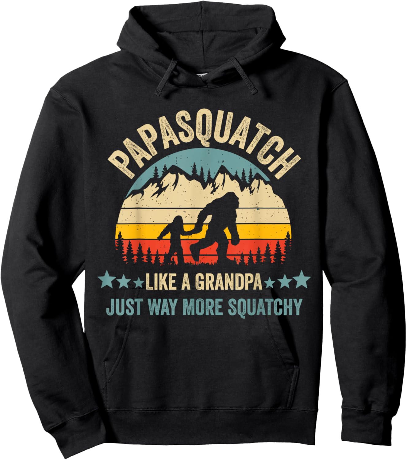 Papasquatch Like A Grandpa Just Way More Squatchy Funny Papa Hoodie - Hoodie | Black