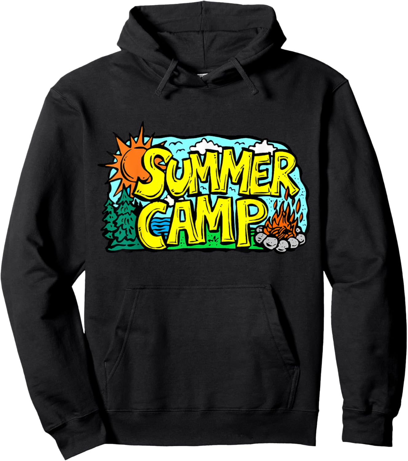 Summer camp Day camp Camping Funny Summer Sun Nature Saying Hoodie - Hoodie | Black