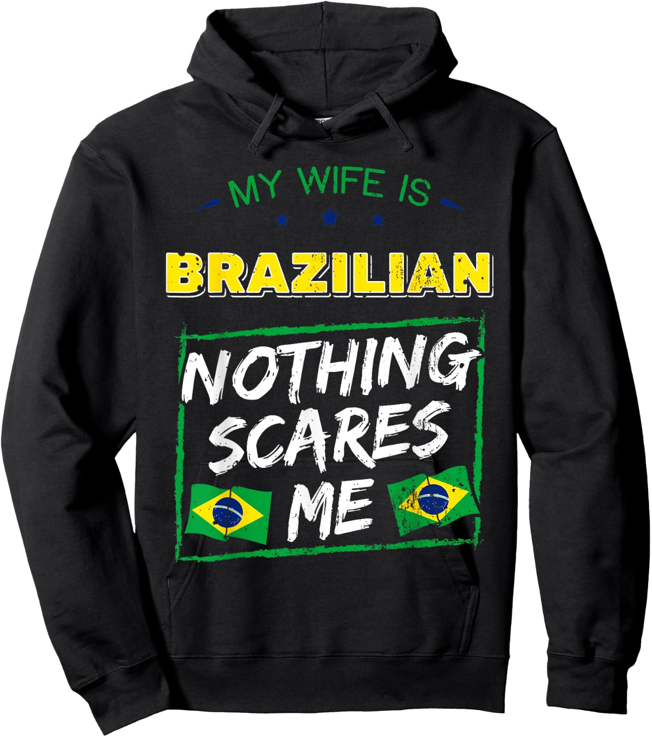 My Wife Is Brazilian Brazil Heritage Roots Flag Pride Short Sleeve Hoodie - Hoodie | Black