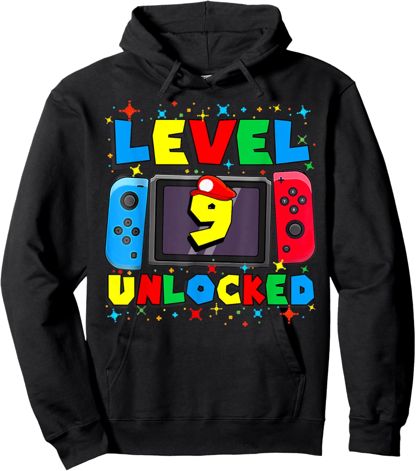 Level 9 Unlocked Gamer 9th Birthday Gift Video Game Boys Hoodie - Hoodie | Black