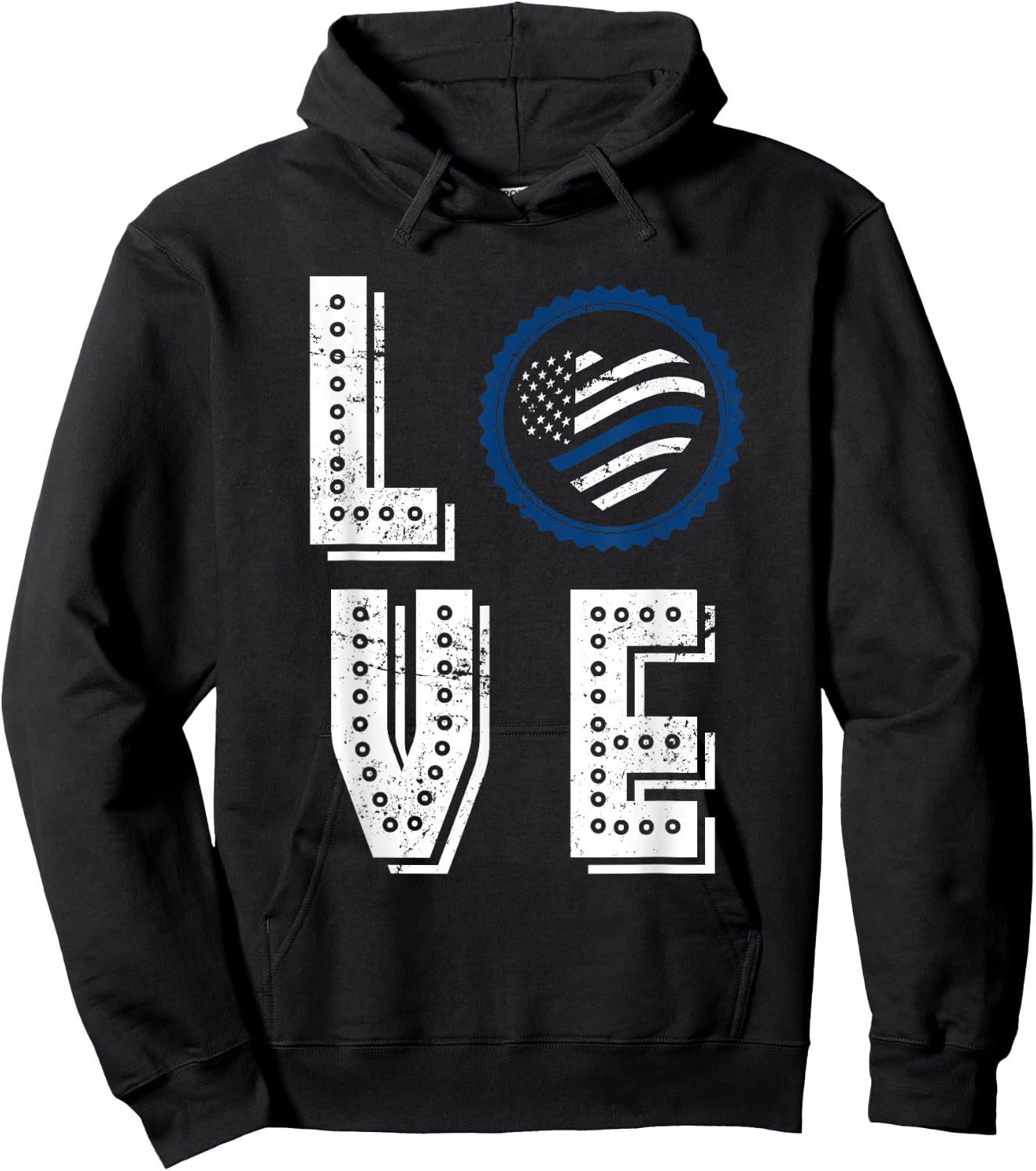 US Pride Police Officer Valentines Day Gift Police Hoodie - Hoodie | Black