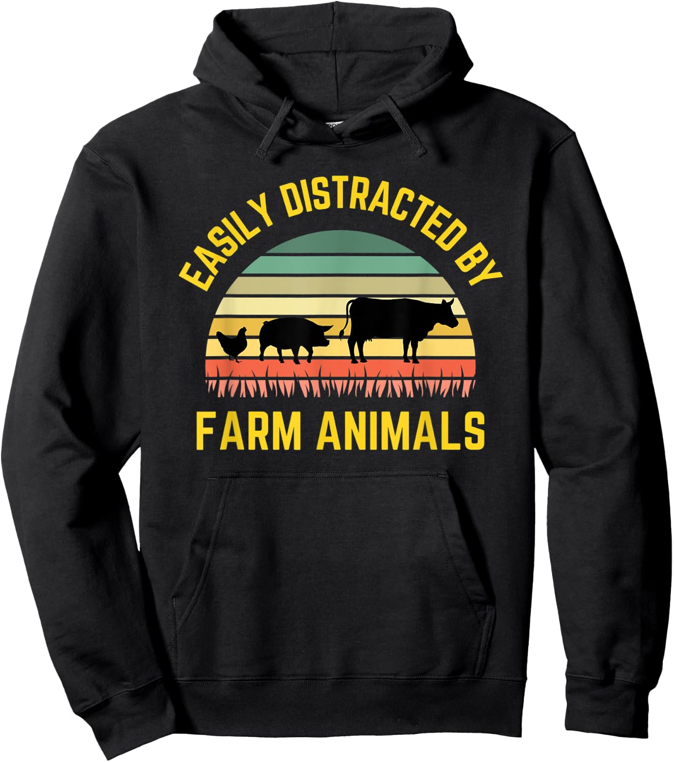 Funny Farmer Easily Distracted By Farm Animals Barnyard Cow Hoodie - Hoodie | Black