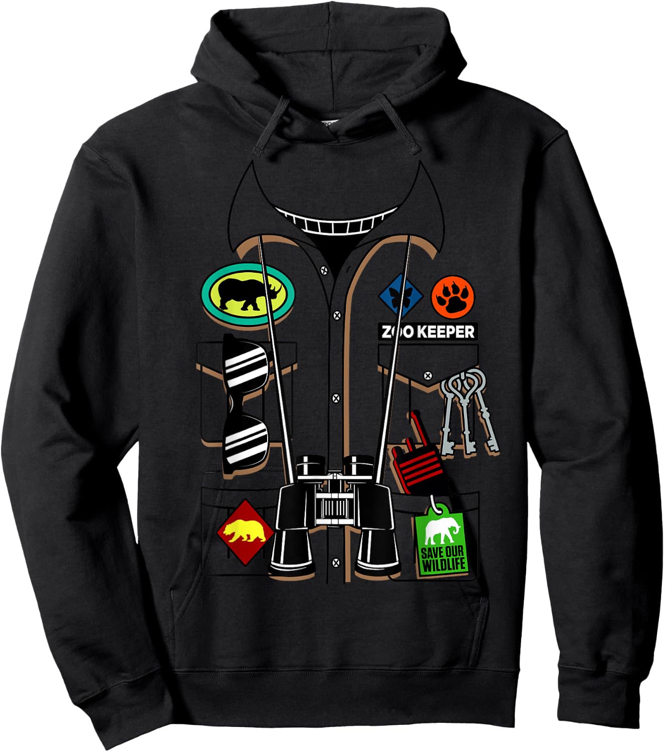 Zoo Keeper Halloween Costume DIY Jungle Safari Explorer Gift Hoodie - Hoodie | Black