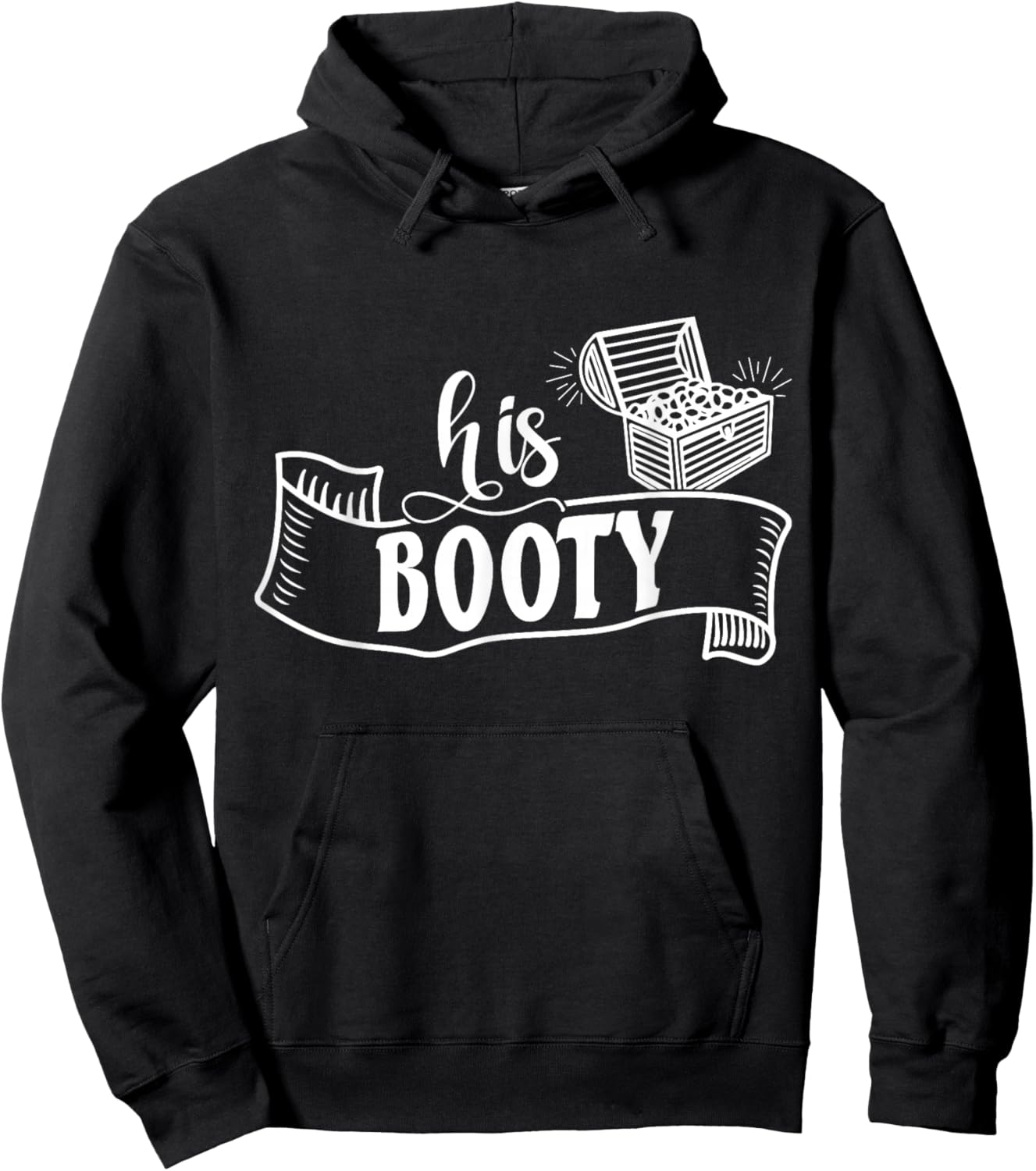Her Pirate His Booty Holiday Vacation Matching Cruise Couple Hoodie - Hoodie | Black