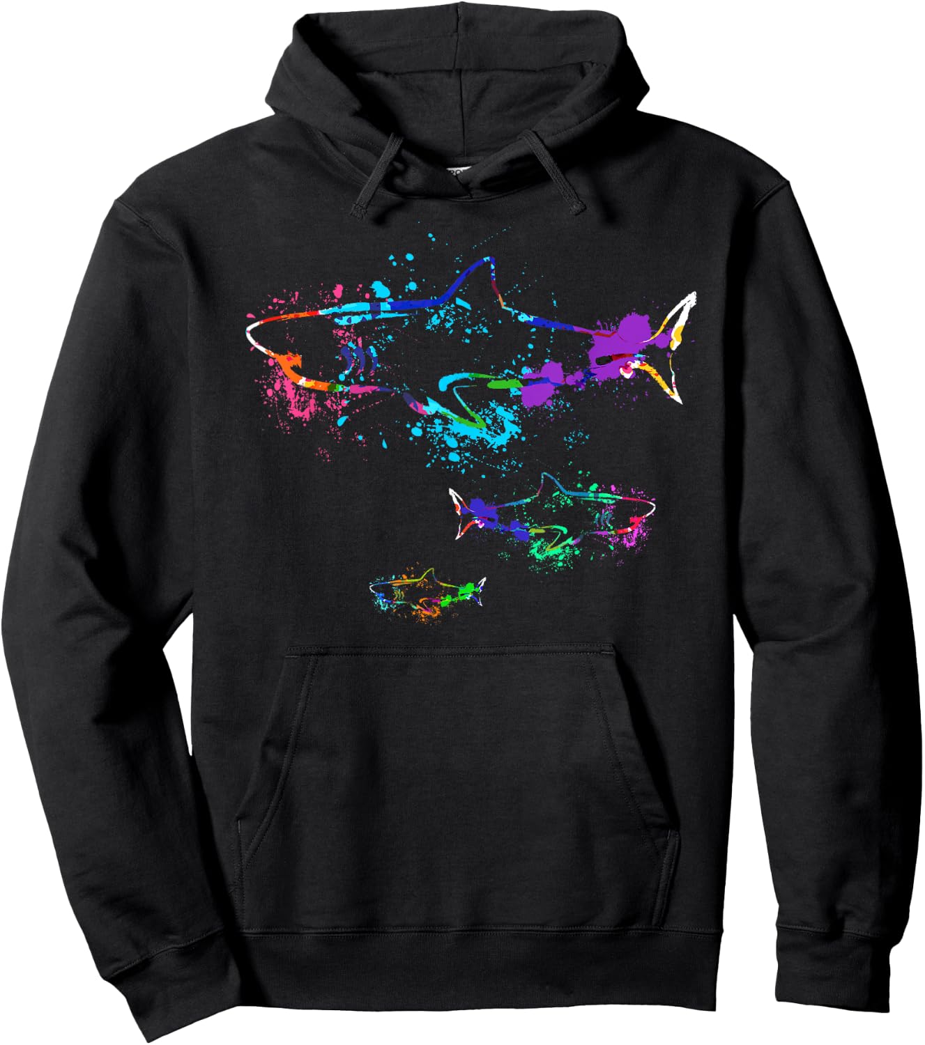 Vintage Shark Silhouette | Hammerhead Shark Tiger Shark Hoodie - Hoodie | Black