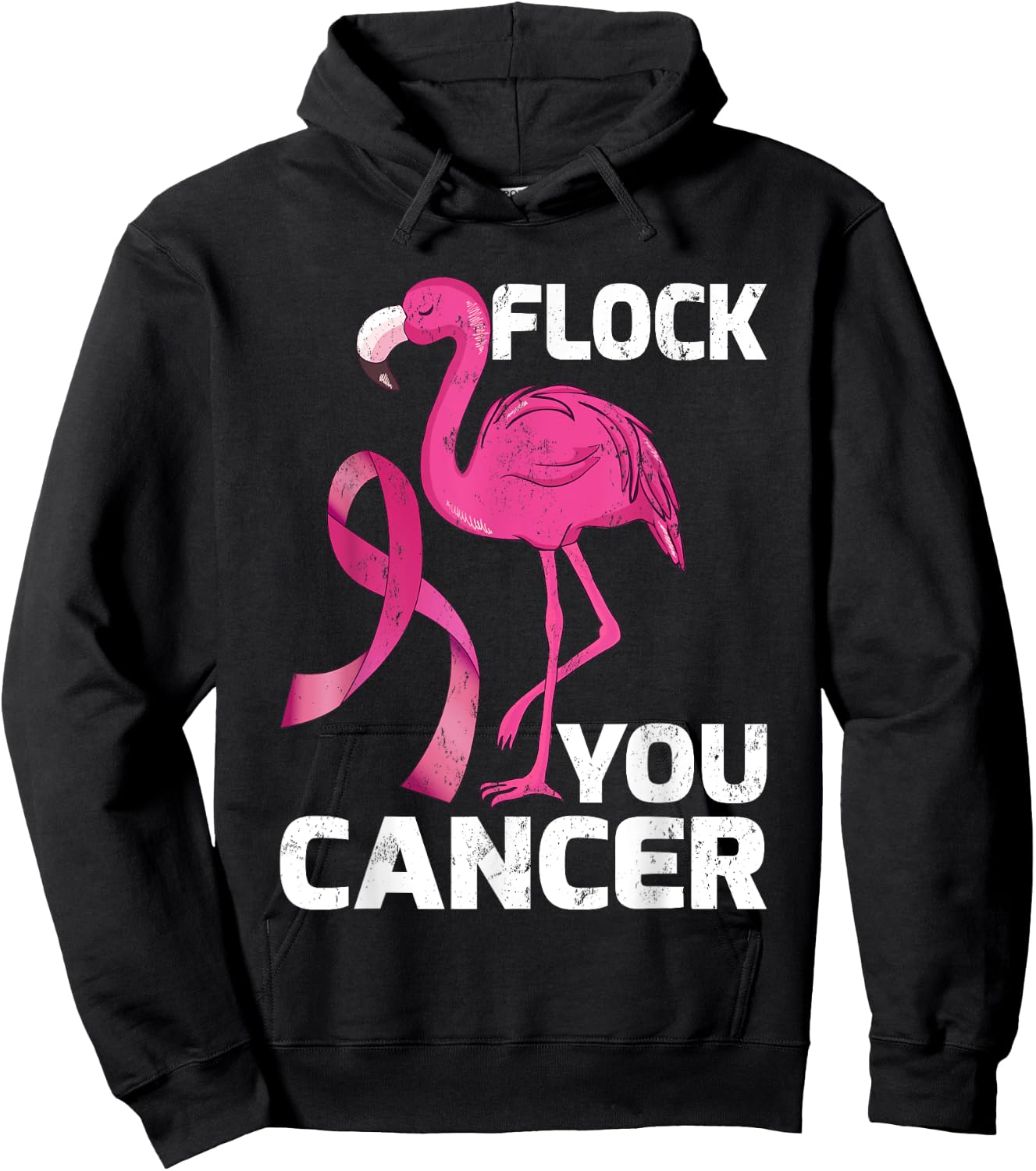 Flock You Cancer Cool Flamingo Breast Cancer Gift Hoodie - Hoodie | Black