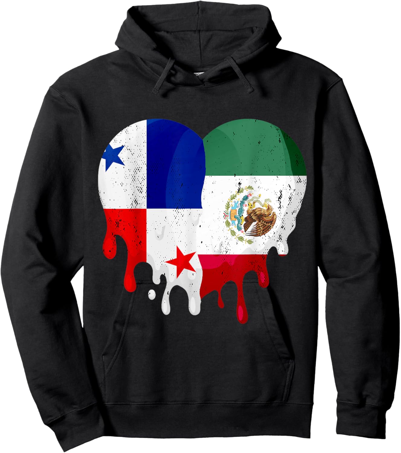 Panama Mexico Flag Heart Citizen Grown Patriot Country Hoodie - Hoodie | Black