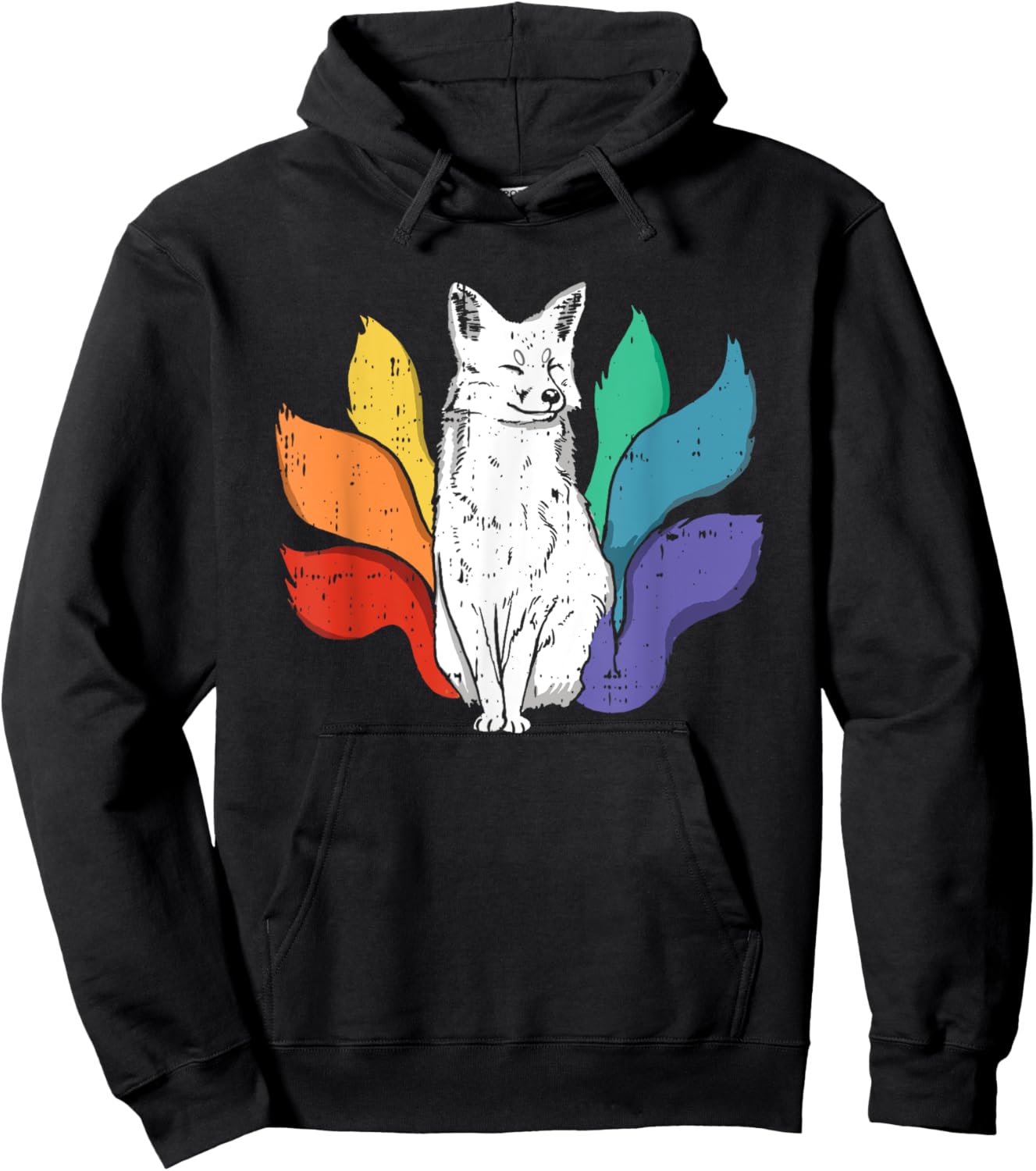 Gay Pride Fox LGBT-Q Rainbow Flag Ally Men Women Hoodie - Hoodie | Black