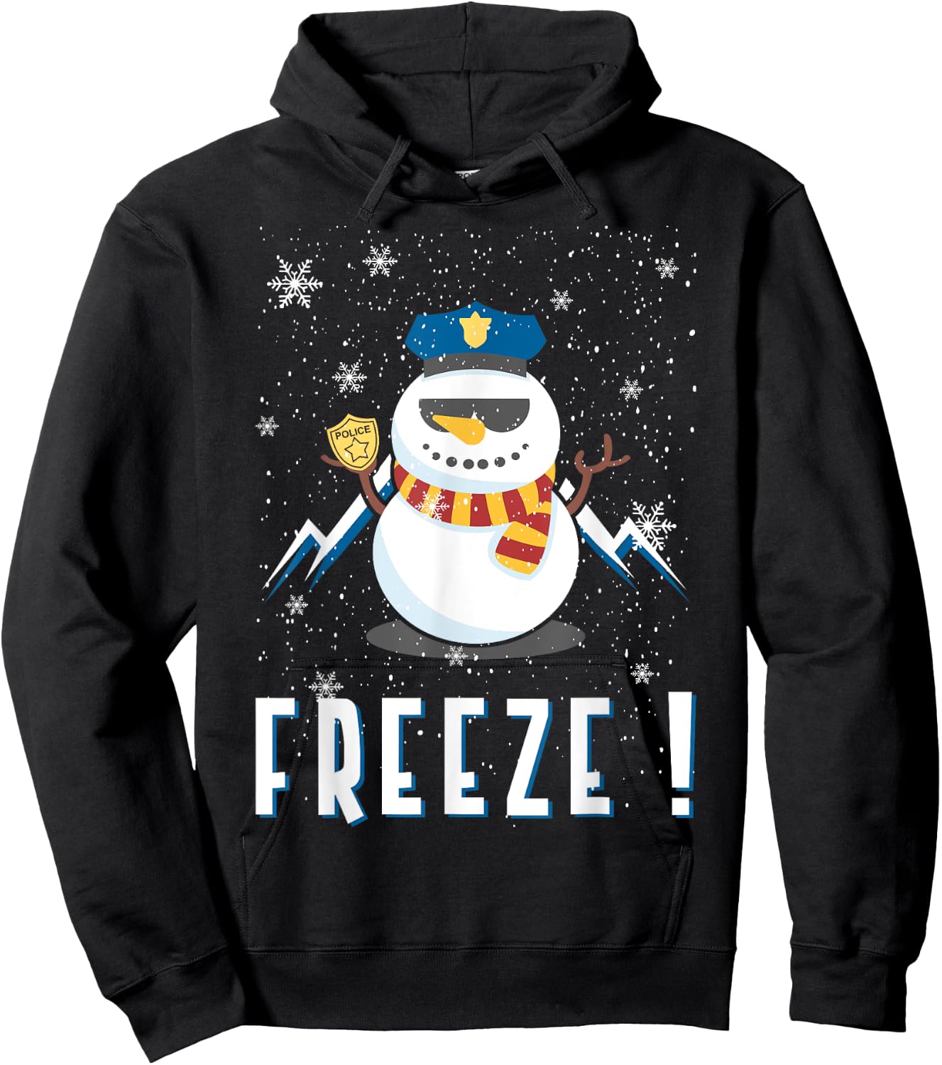 Police Cop Snowman Freeze Police Officer Police Christmas Hoodie - Hoodie | Black