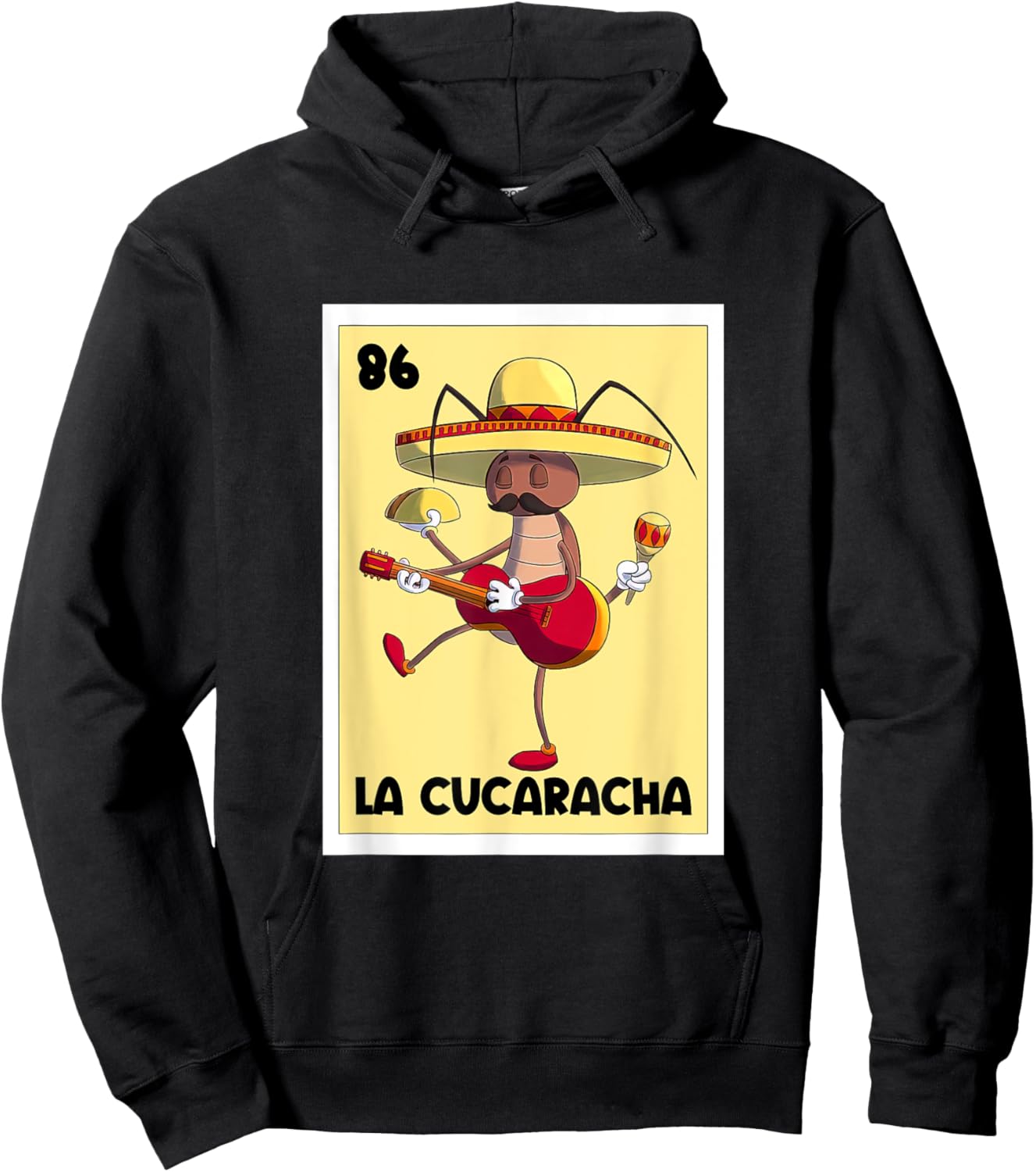 La Cucaracha Mexican Bingo Card Cockroach With Taco & Beer Hoodie - Hoodie | Black