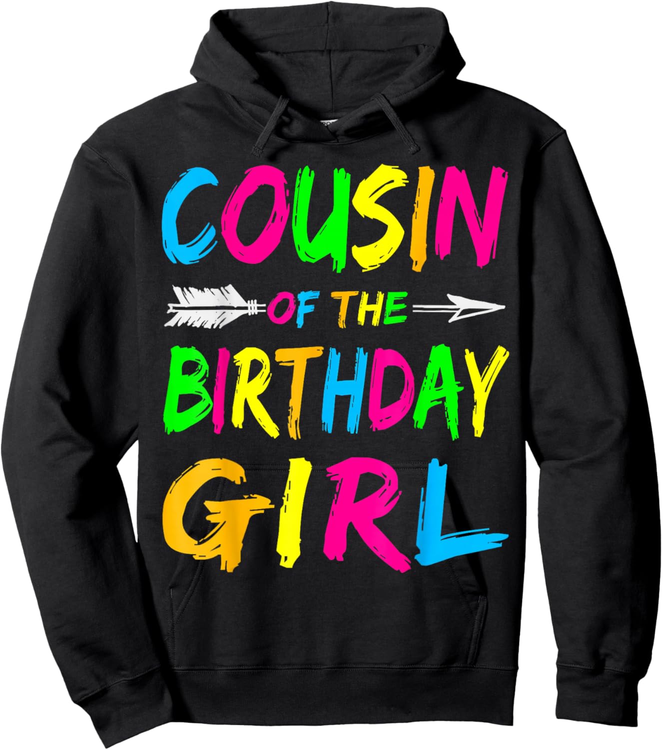 Cousin of the Birthday Girl Retro 80's Party Shirt Hoodie - Hoodie | Black
