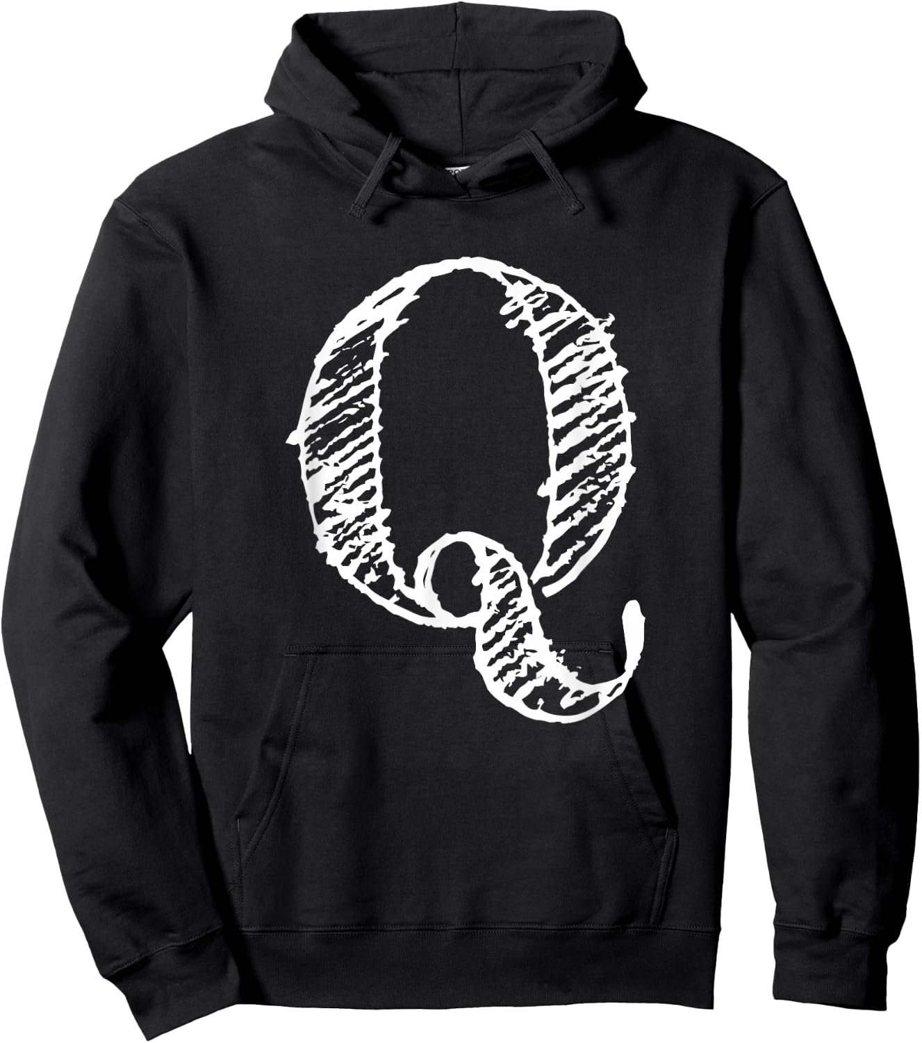 Bold Letter Q - Decorative Alphabet Big Font Capital Letter Hoodie - Hoodie | Black