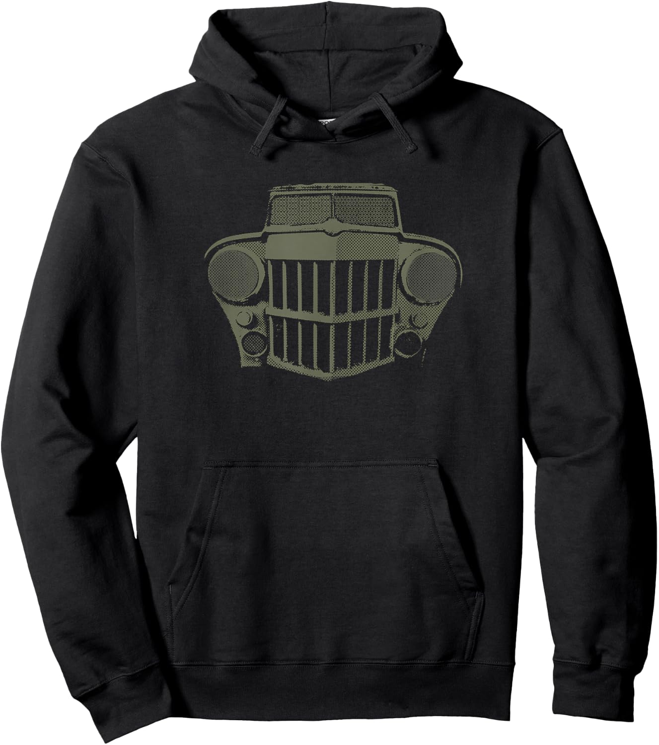 JMOD Men's Green Classic Fit 1940's Willys Offroad Cotton Polyester Hoodie - Hoodie | Black